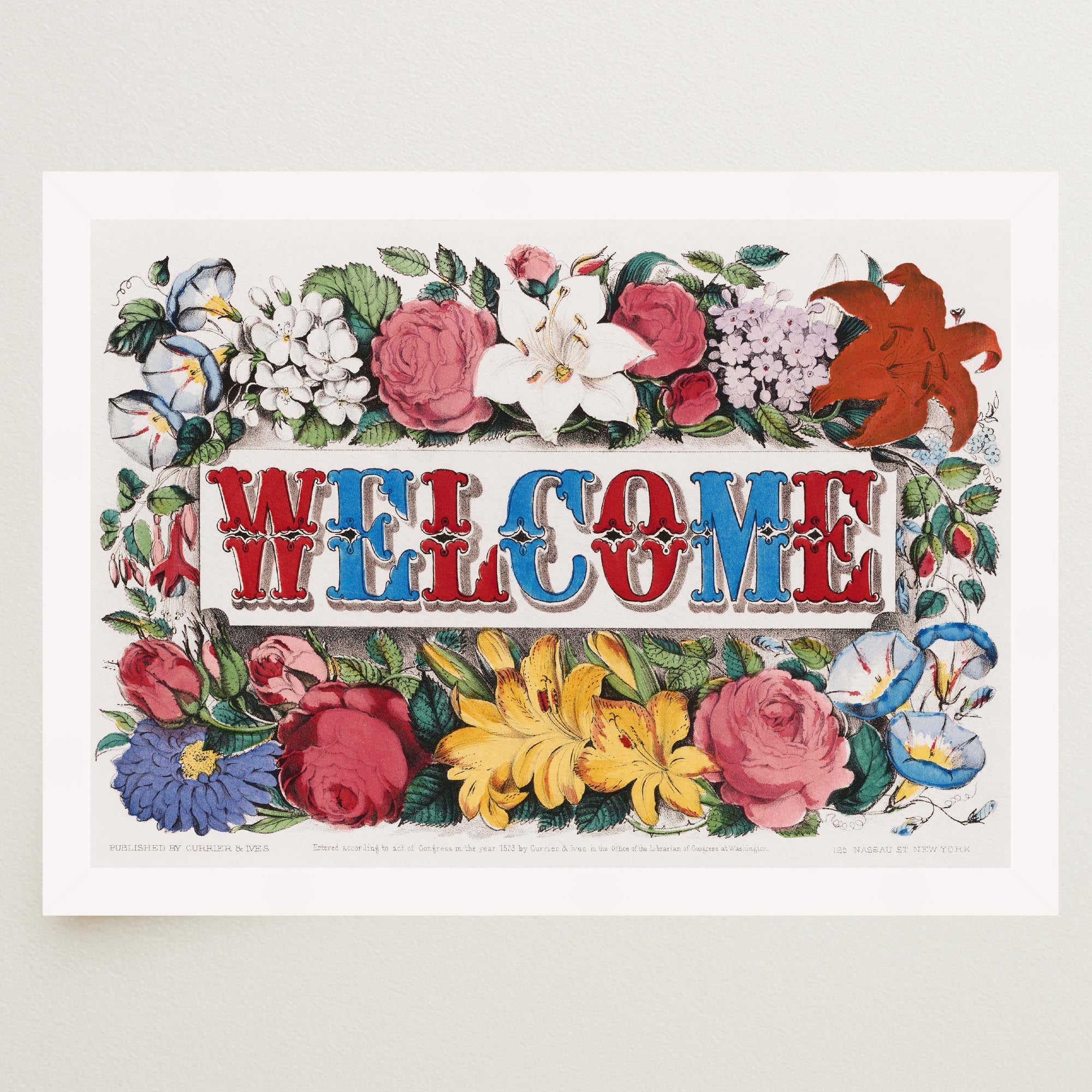Welcome Floral Vintage Wall Art Print-Skudaboo