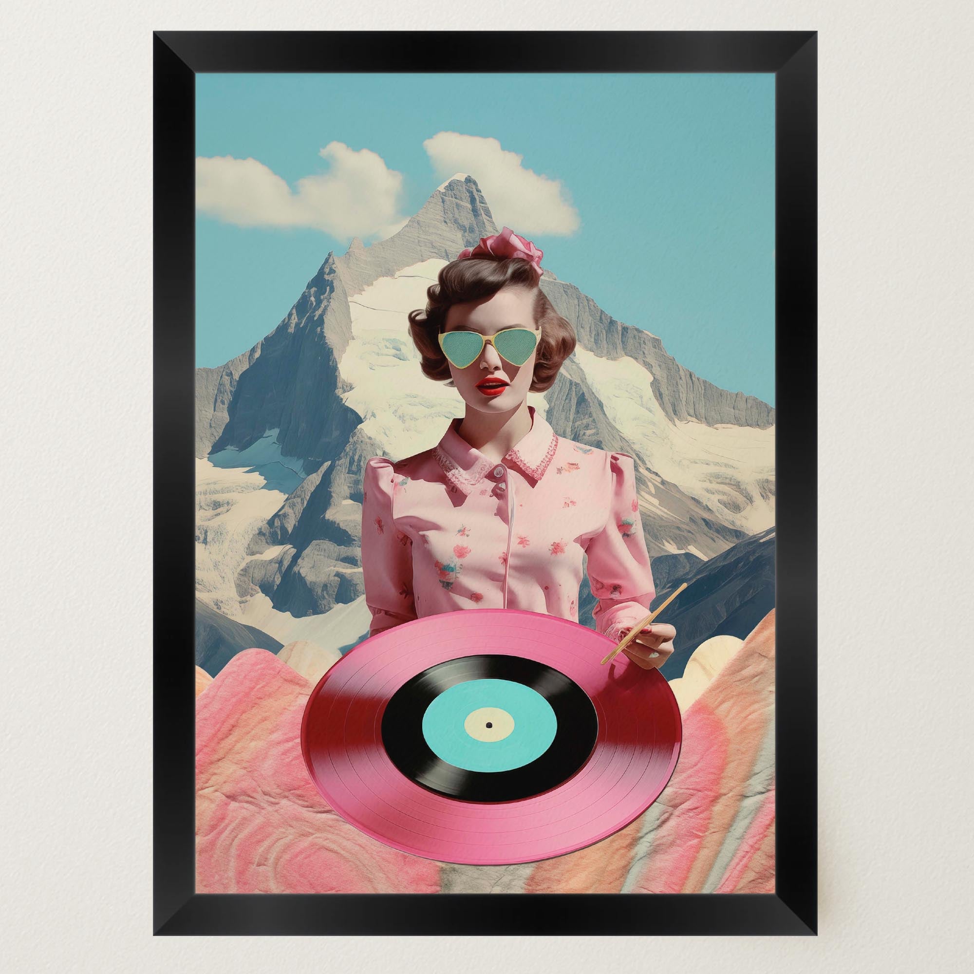 Retro Vinyl Collage Wall Art Print-Skudaboo