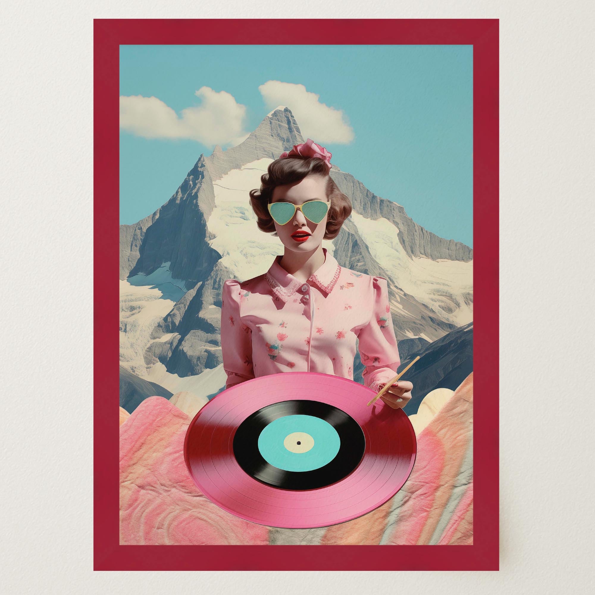 Retro Vinyl Collage Wall Art Print-Skudaboo