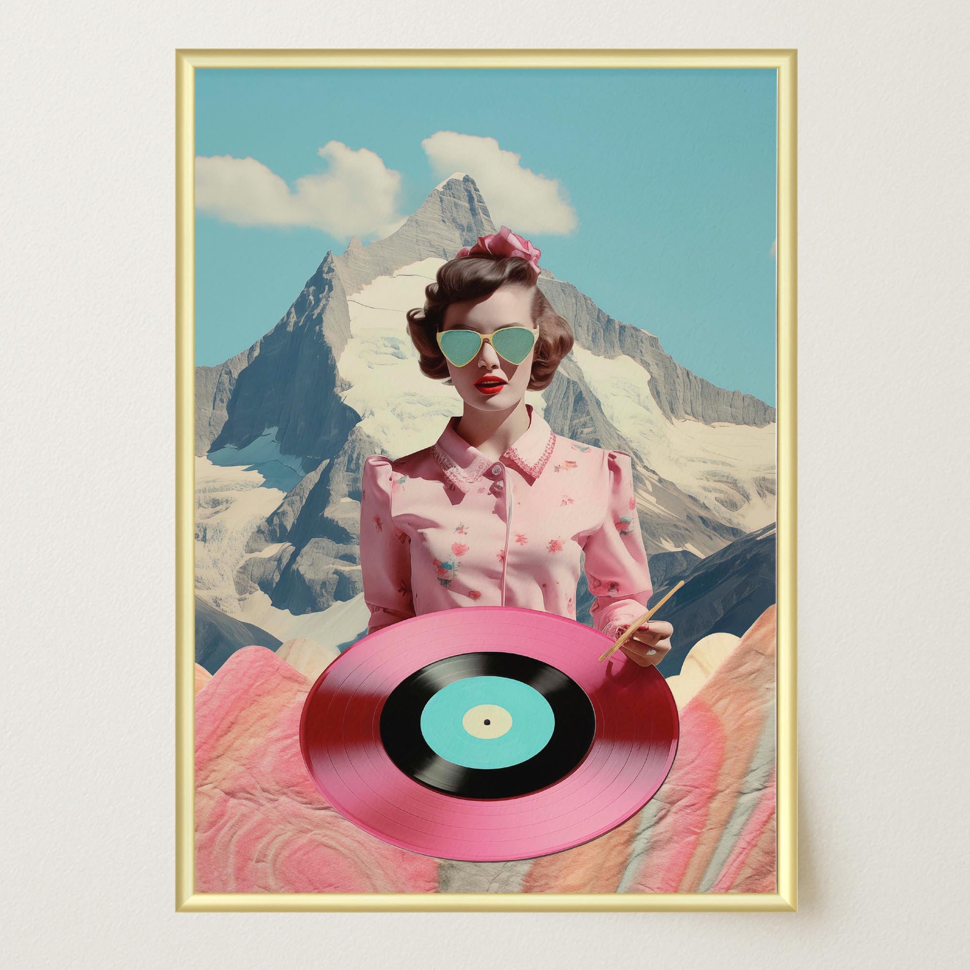 Retro Vinyl Collage Wall Art Print-Skudaboo