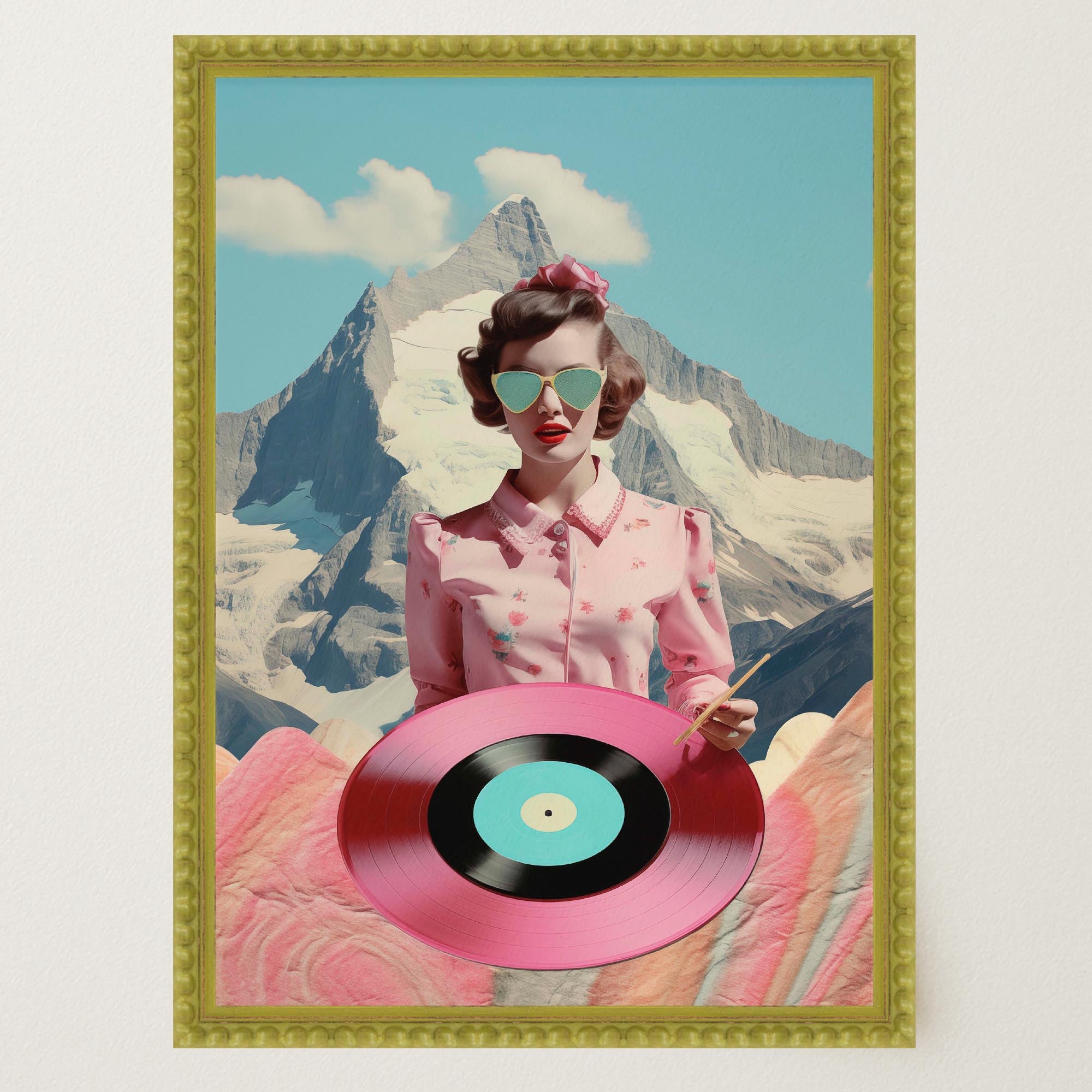 Retro Vinyl Collage Wall Art Print-Skudaboo