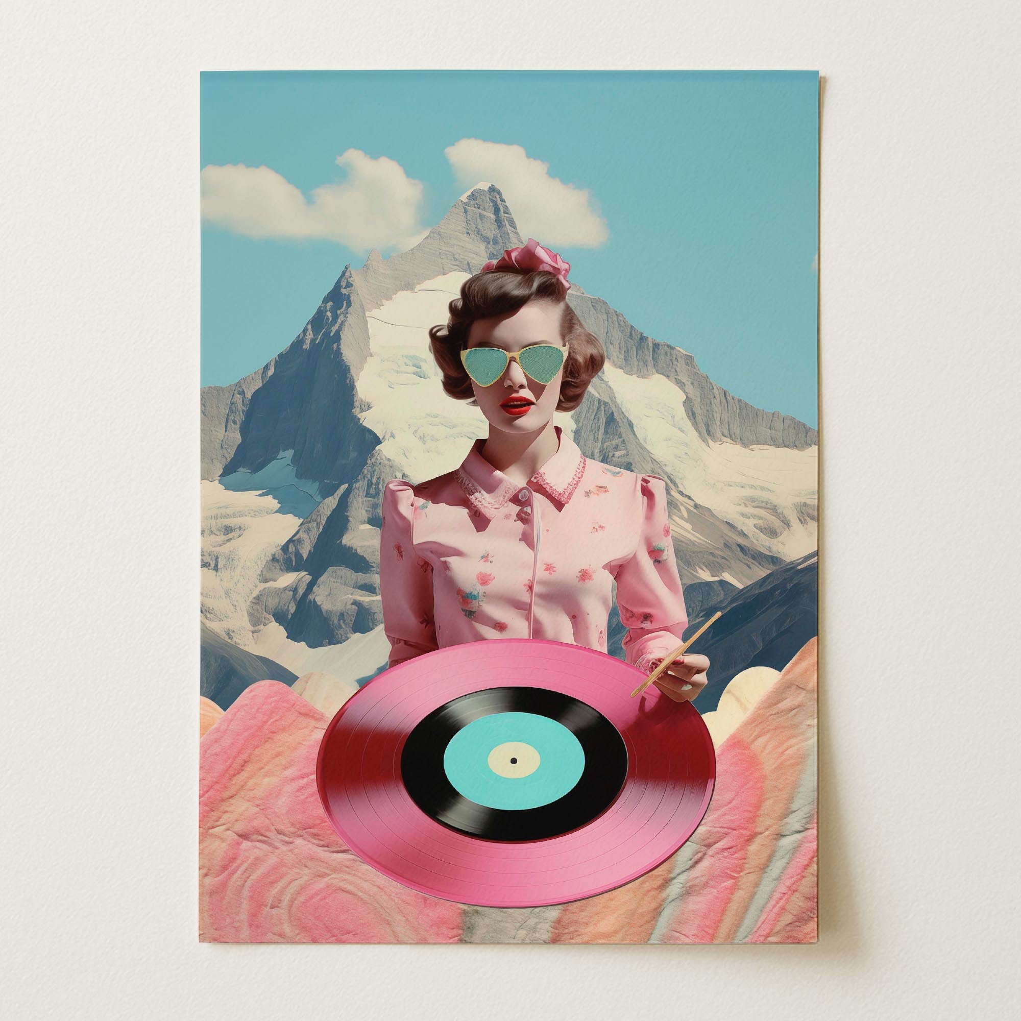 Retro Vinyl Collage Wall Art Print-Skudaboo