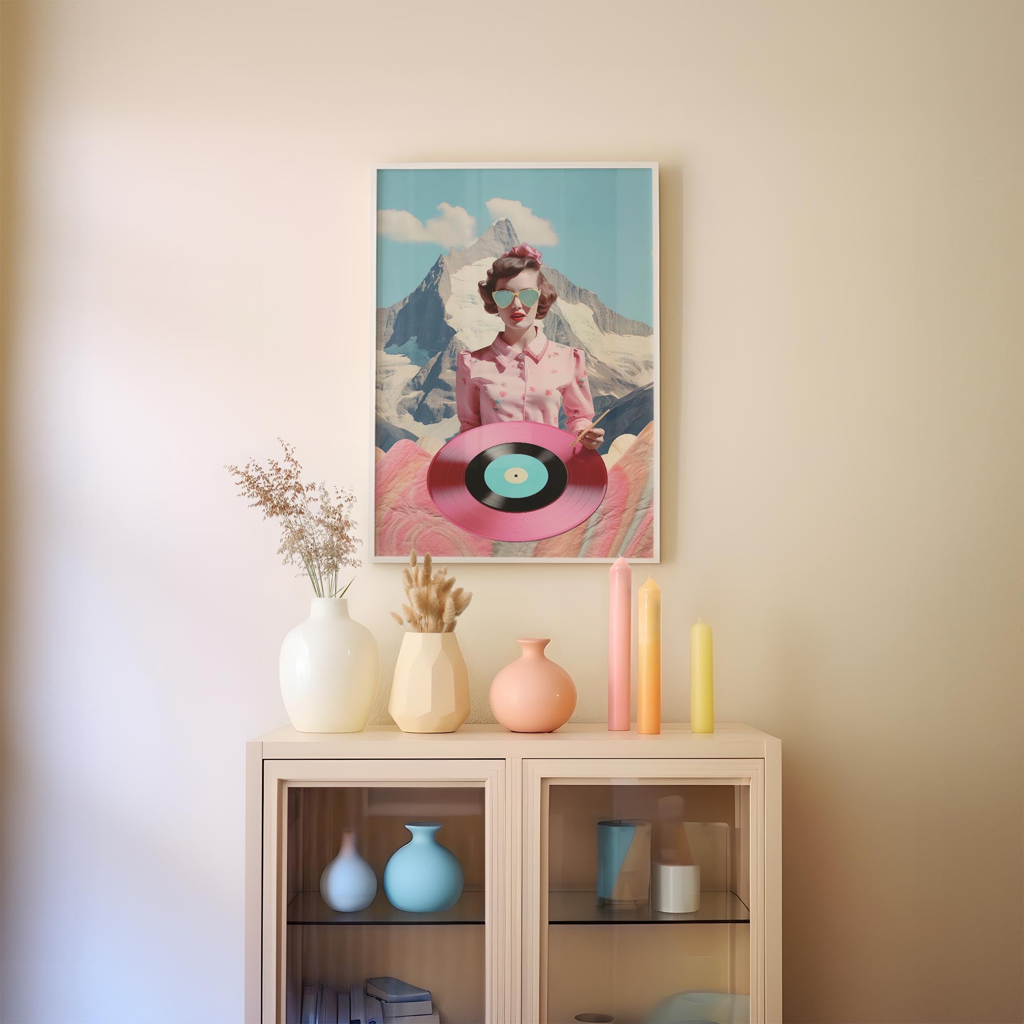Retro Vinyl Collage Wall Art Print-Skudaboo
