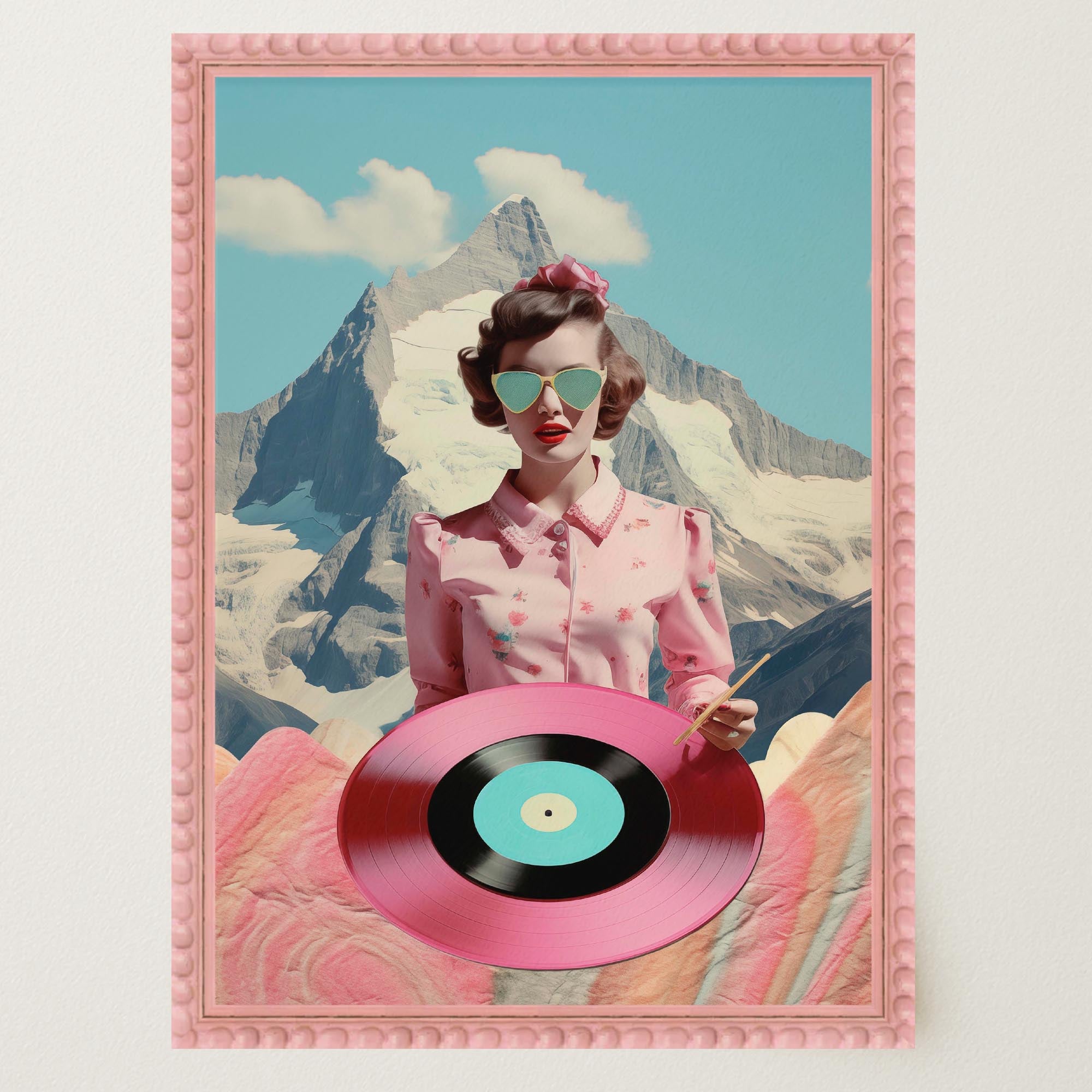 Retro Vinyl Collage Wall Art Print-Skudaboo