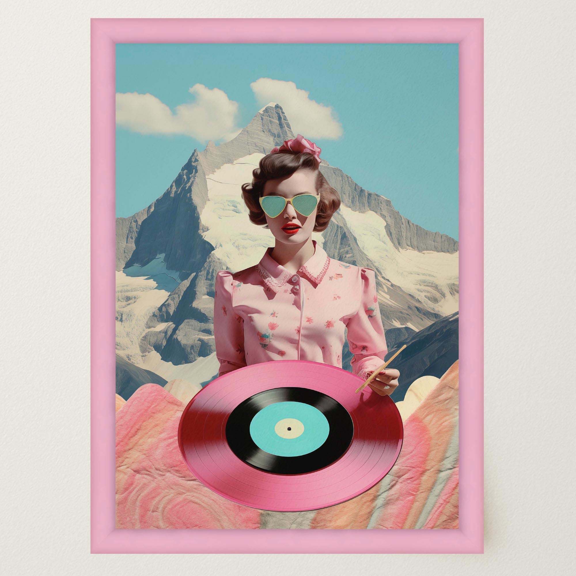 Retro Vinyl Collage Wall Art Print-Skudaboo