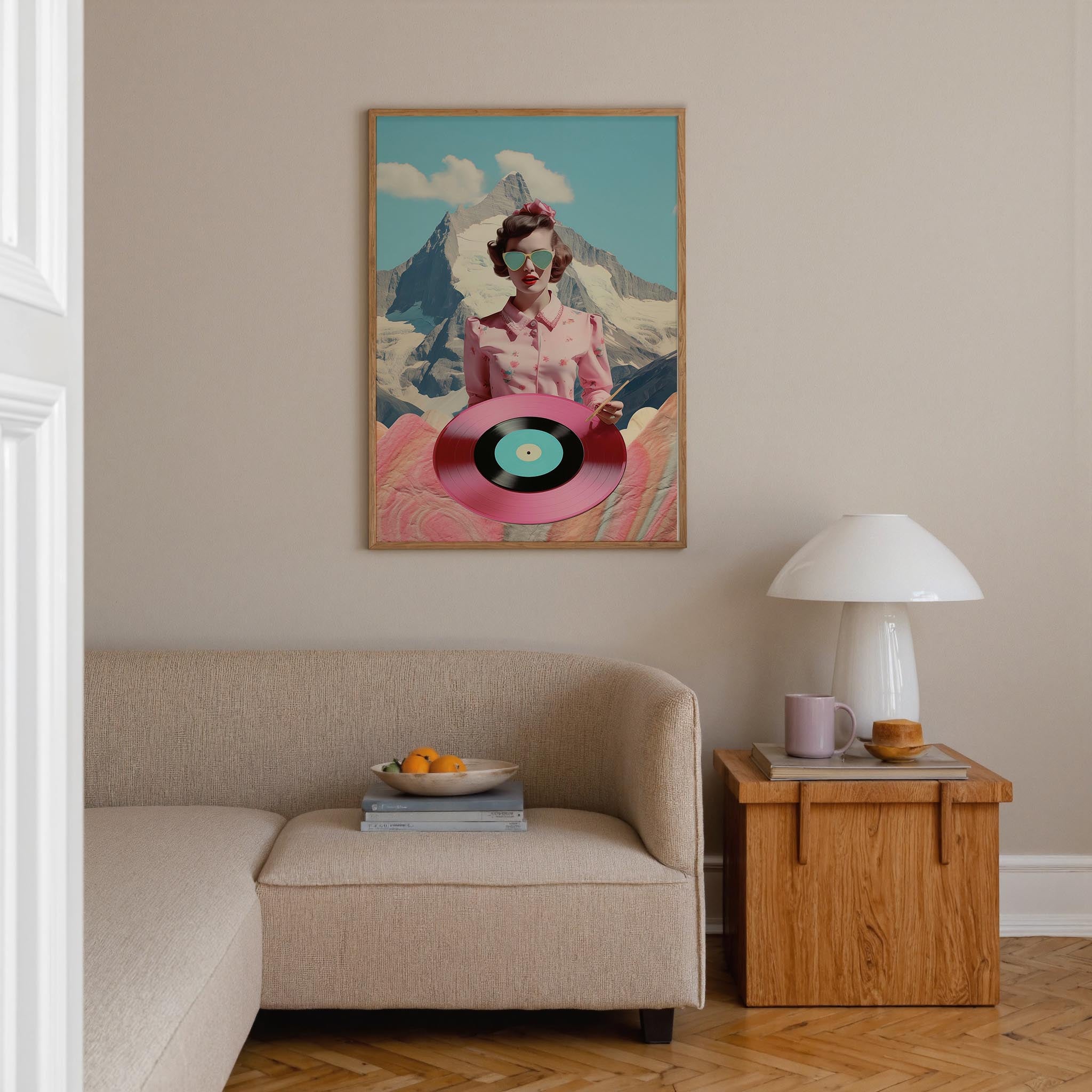 Retro Vinyl Collage Wall Art Print-Skudaboo