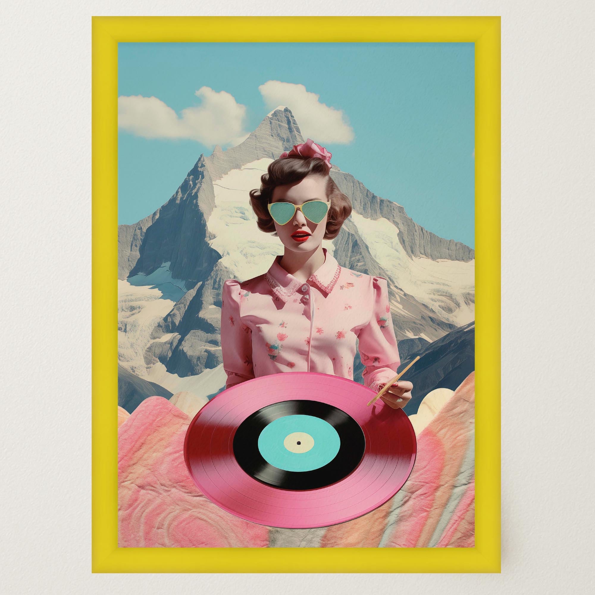 Retro Vinyl Collage Wall Art Print-Skudaboo