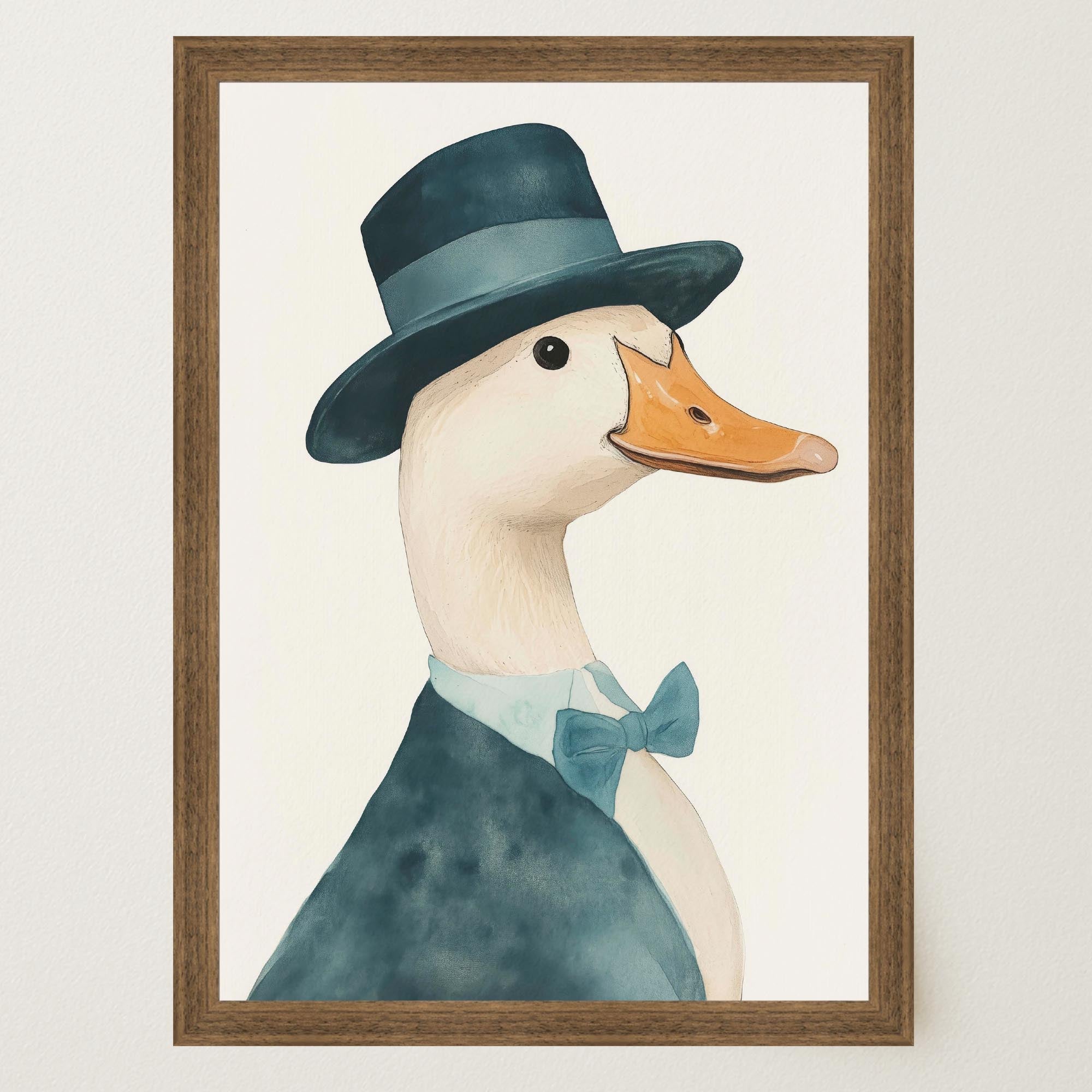 Fancy Duck in Top Hat Nursery Wall Art Print-Skudaboo
