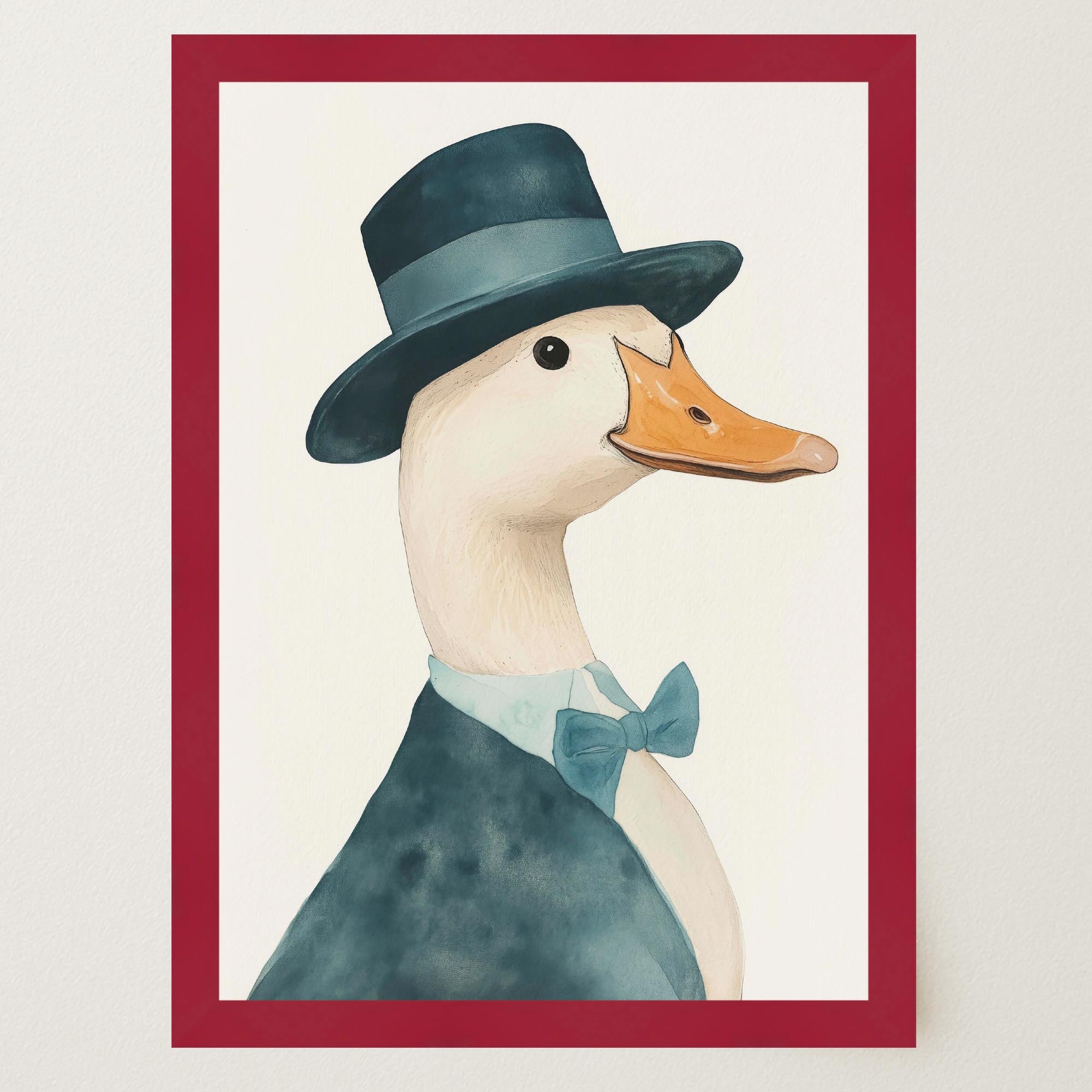 Fancy Duck in Top Hat Nursery Wall Art Print-Skudaboo