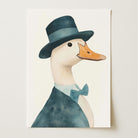 Fancy Duck in Top Hat Nursery Wall Art Print-Skudaboo
