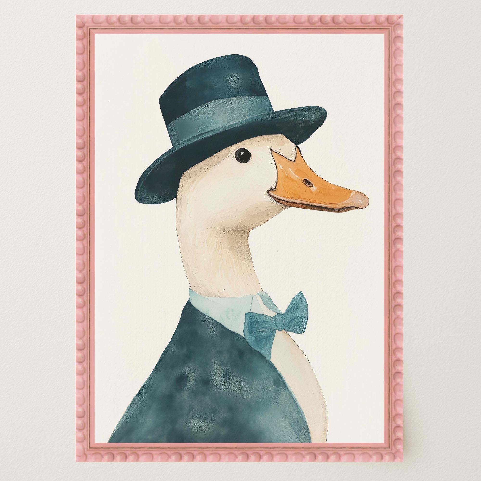 Fancy Duck in Top Hat Nursery Wall Art Print-Skudaboo