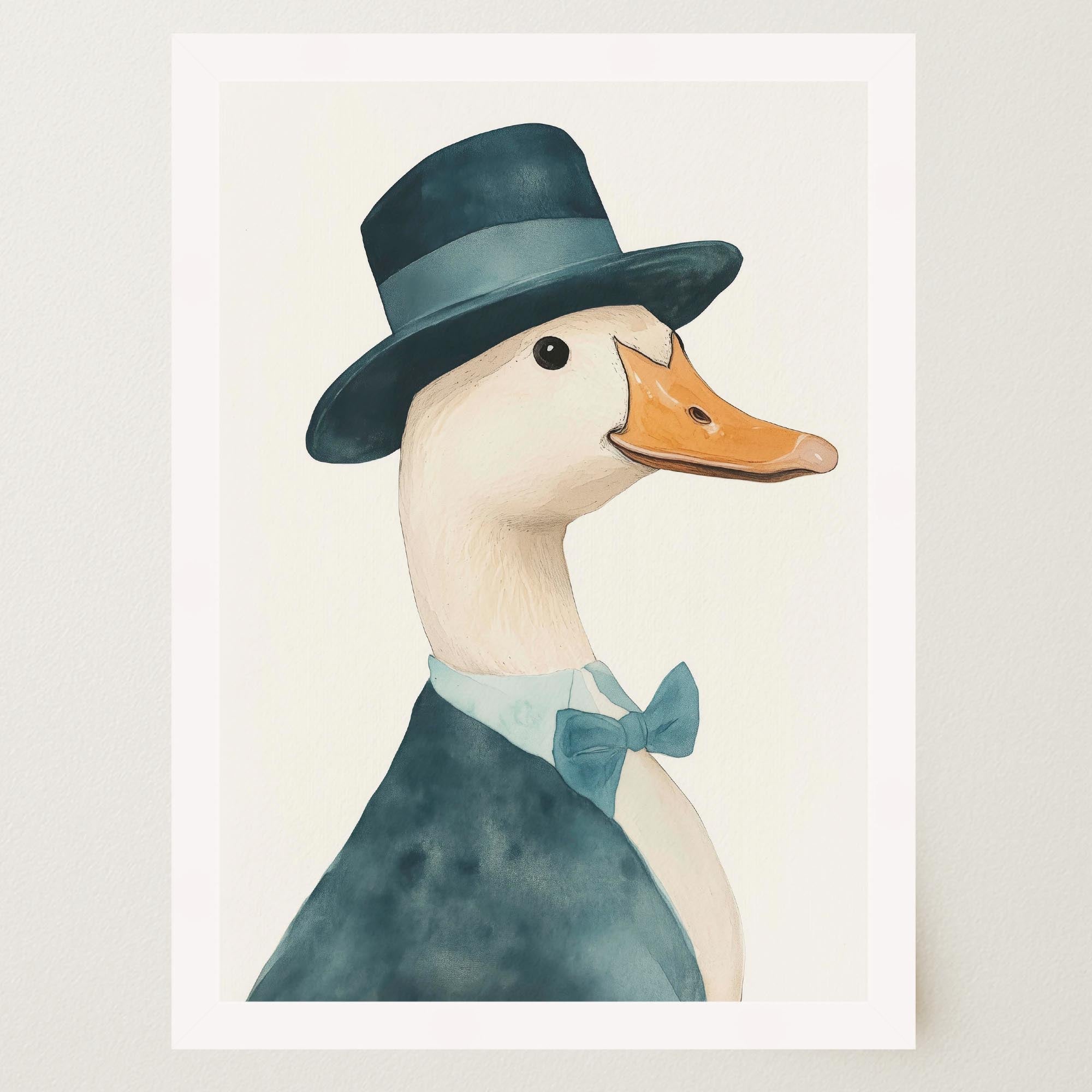 Fancy Duck in Top Hat Nursery Wall Art Print-Skudaboo