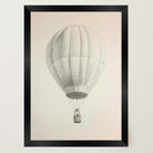 Vintage Style Hot Air Balloon Drawing Wall Art Print-Skudaboo
