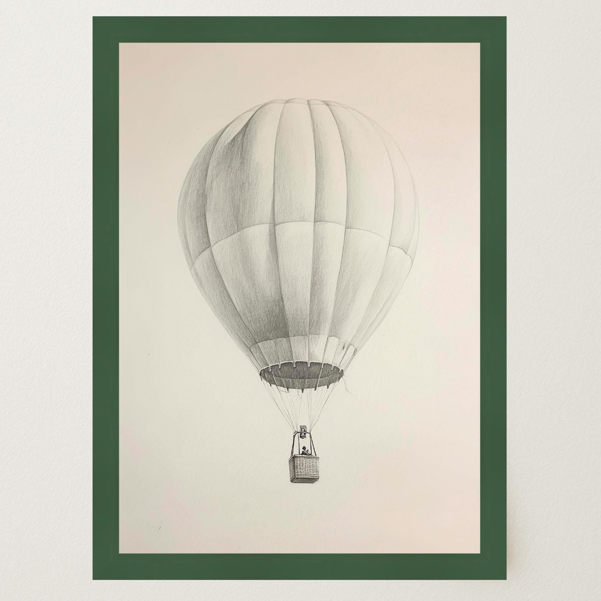Vintage Style Hot Air Balloon Drawing Wall Art Print-Skudaboo