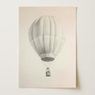 Vintage Style Hot Air Balloon Drawing Wall Art Print-Skudaboo