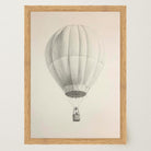 Vintage Style Hot Air Balloon Drawing Wall Art Print-Skudaboo
