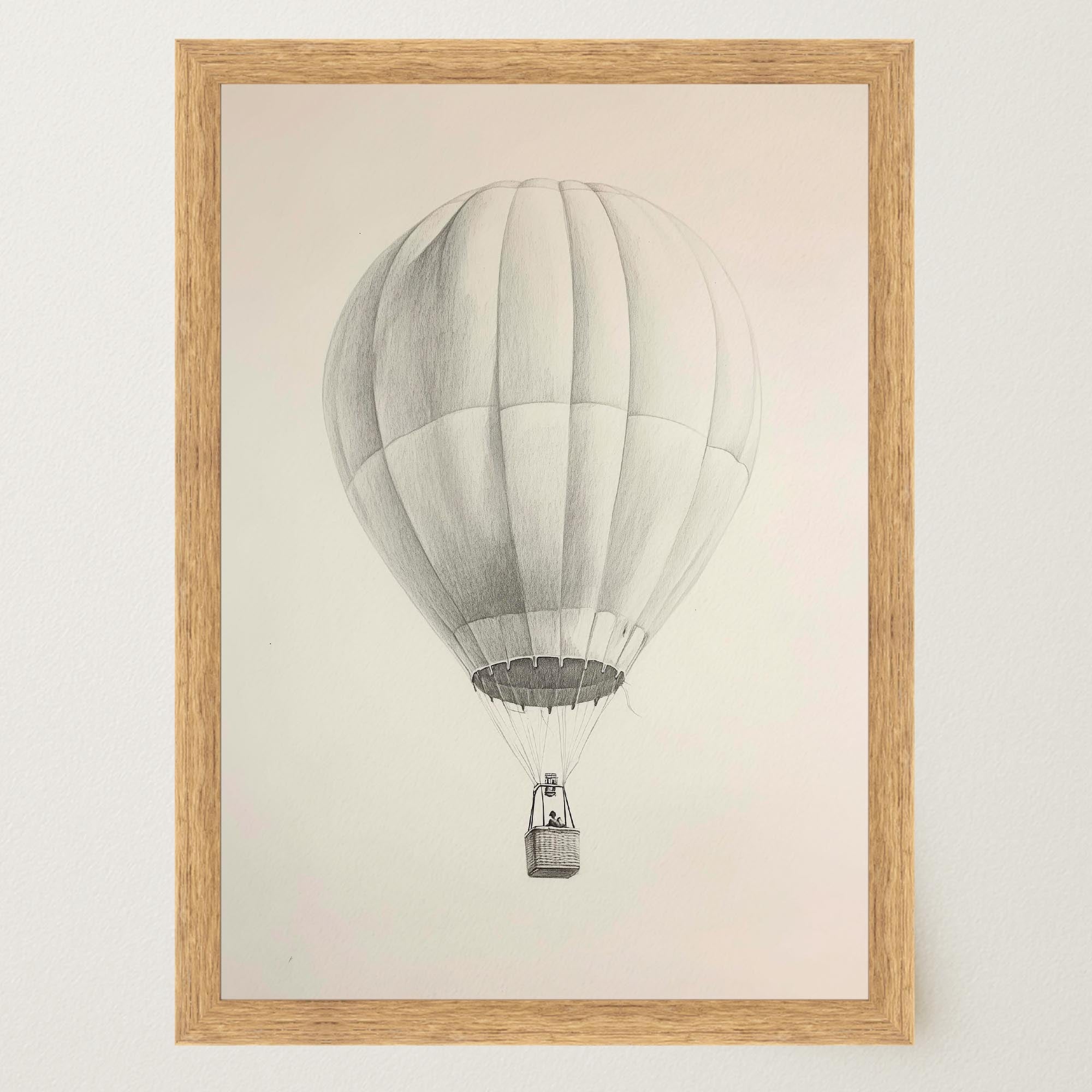 Vintage Style Hot Air Balloon Drawing Wall Art Print-Skudaboo