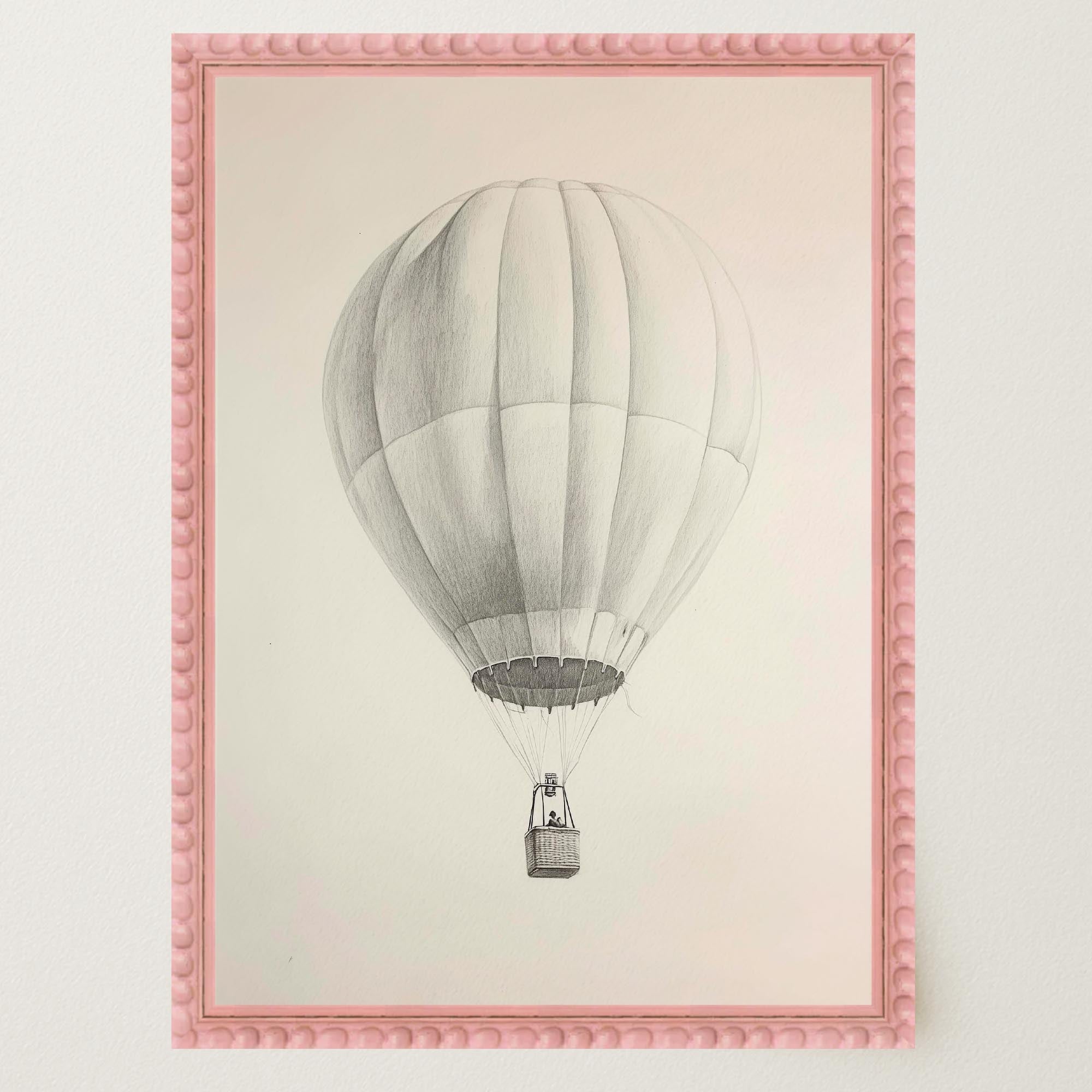 Vintage Style Hot Air Balloon Drawing Wall Art Print-Skudaboo