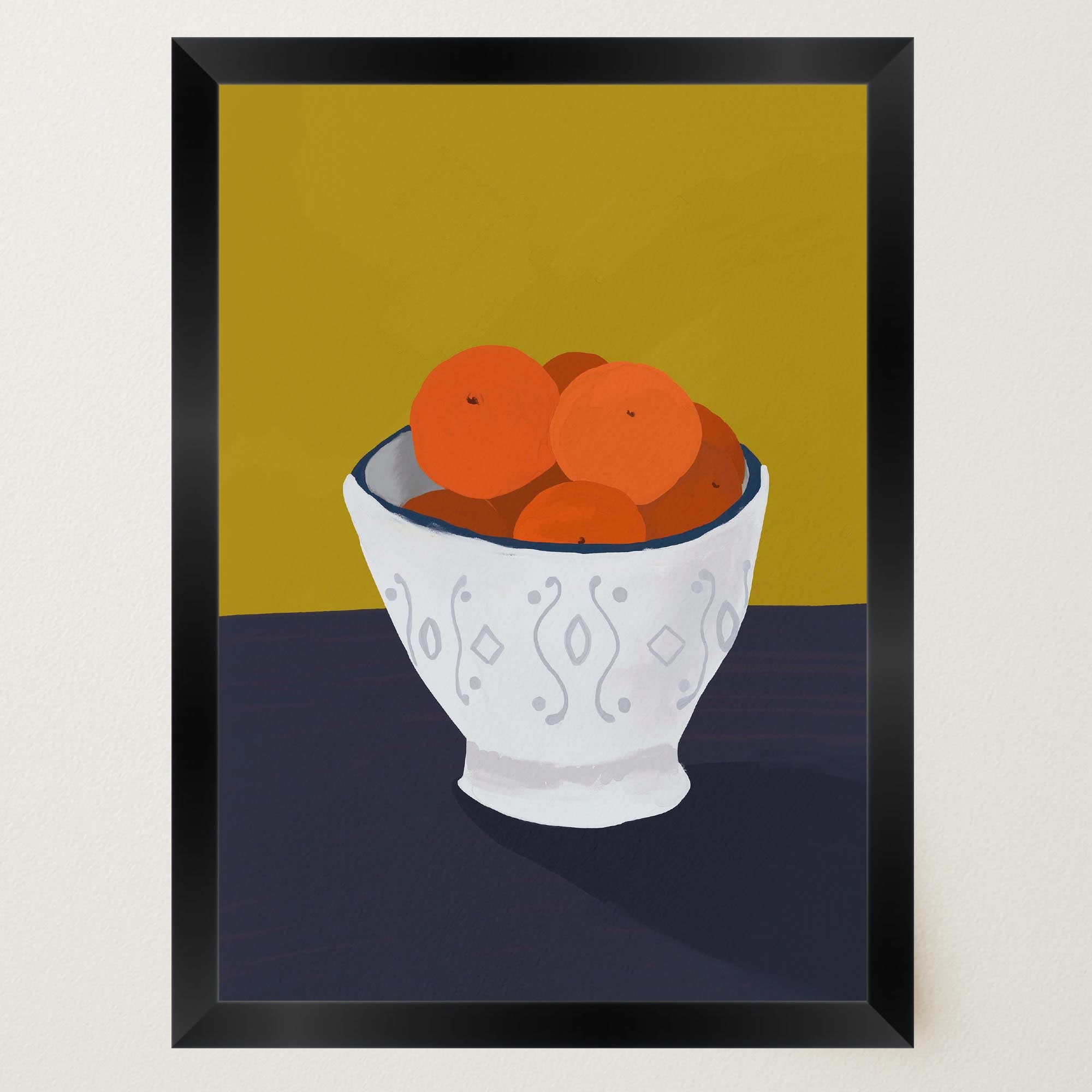 Oranges in Bowl Still Life Wall Art Print-Skudaboo