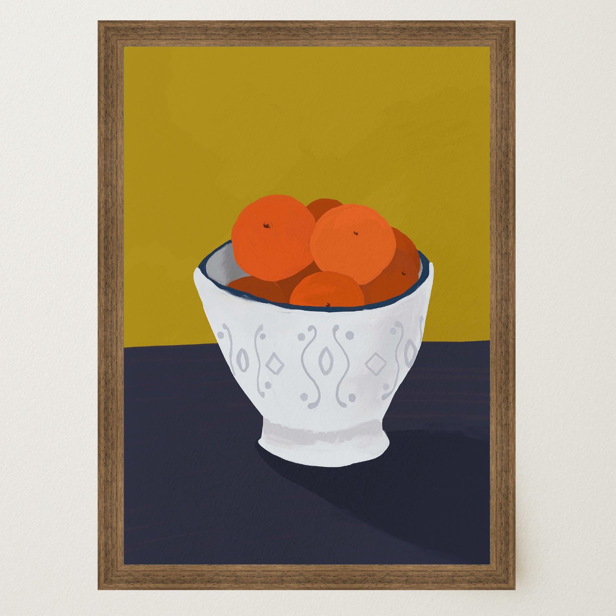 Oranges in Bowl Still Life Wall Art Print-Skudaboo