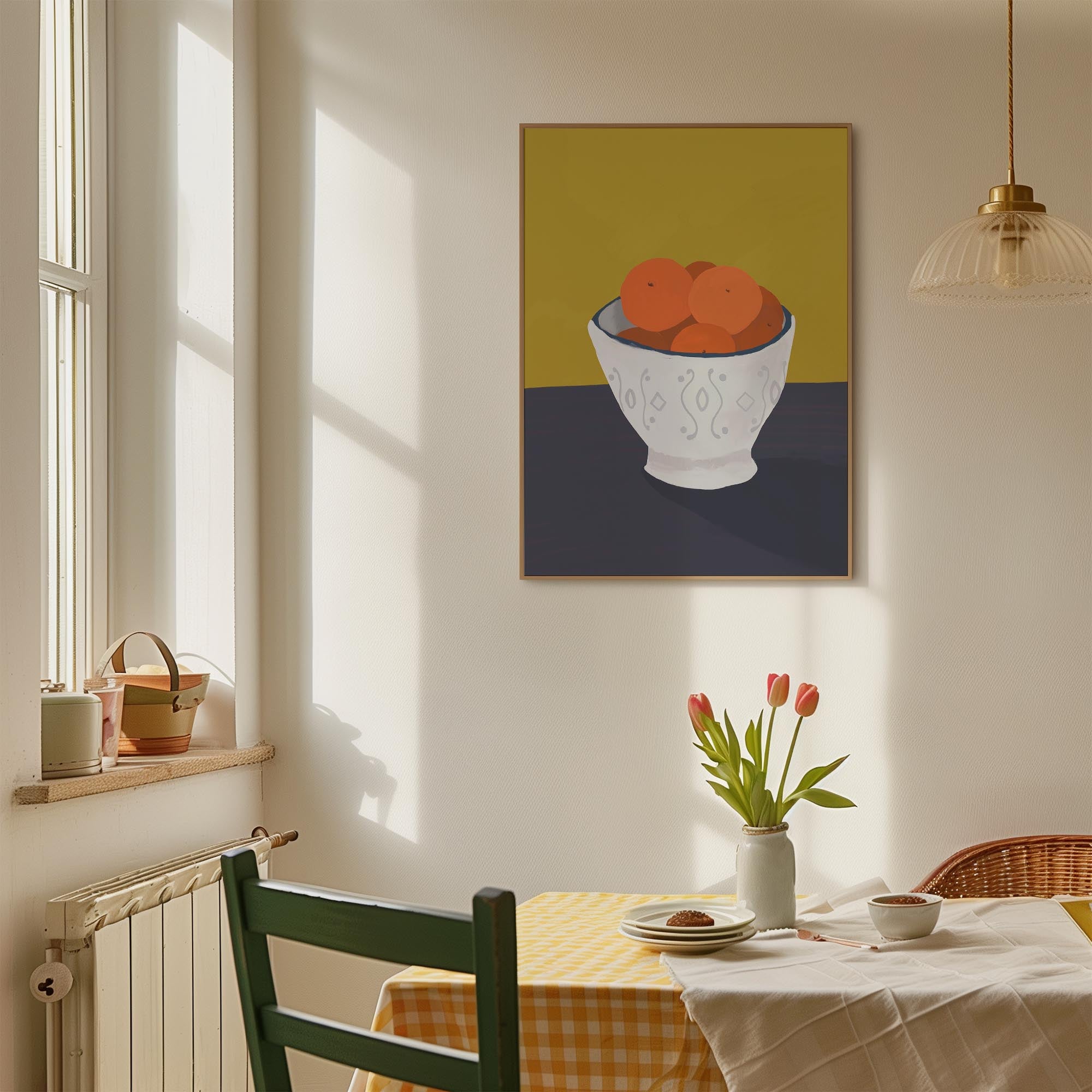 Oranges in Bowl Still Life Wall Art Print-Skudaboo
