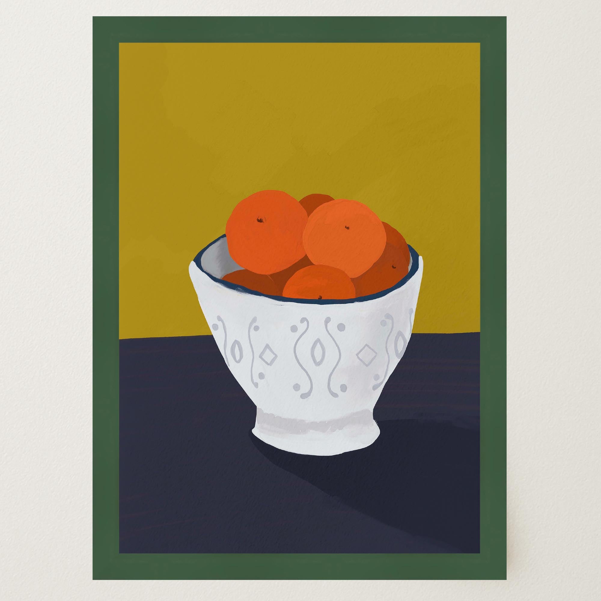 Oranges in Bowl Still Life Wall Art Print-Skudaboo