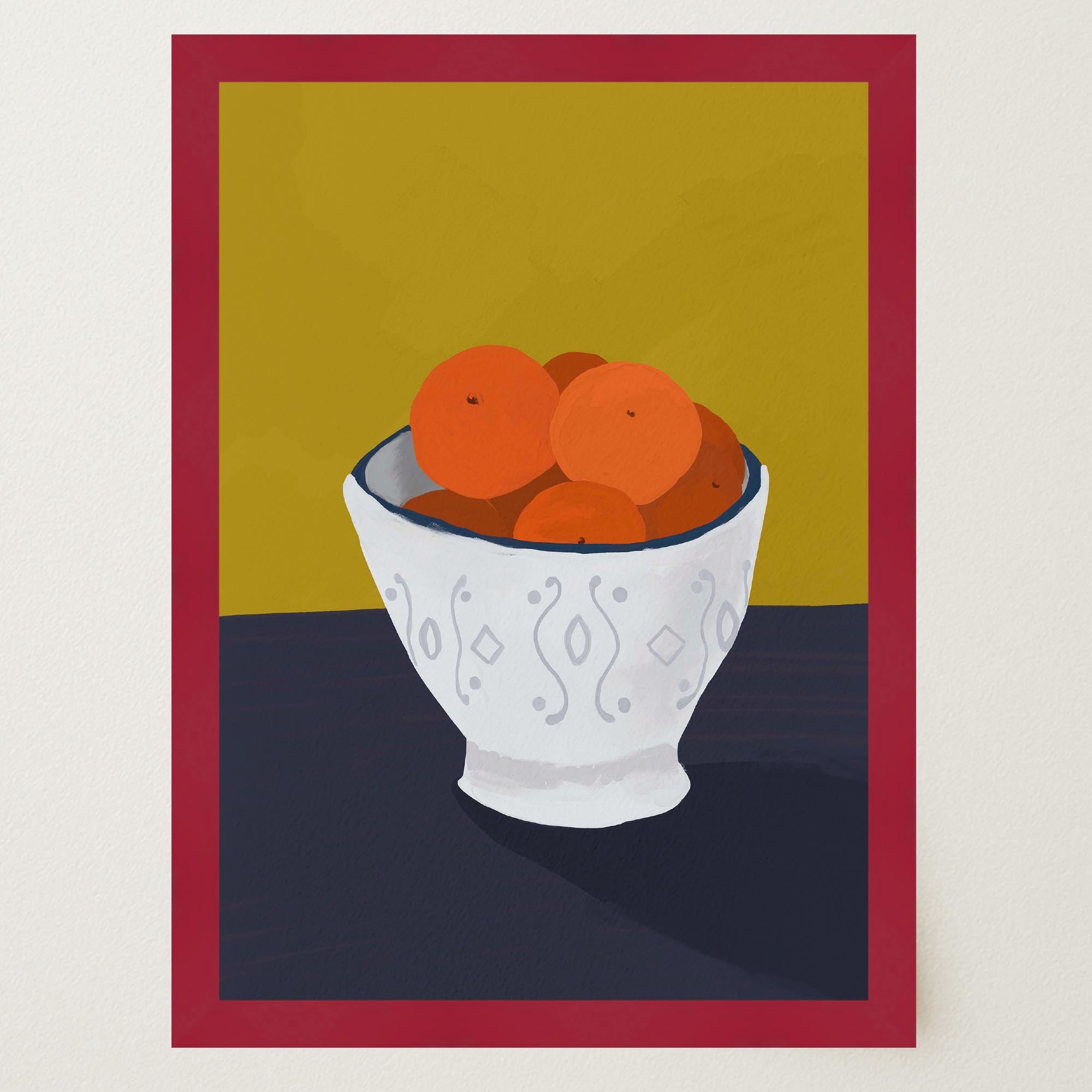 Oranges in Bowl Still Life Wall Art Print-Skudaboo