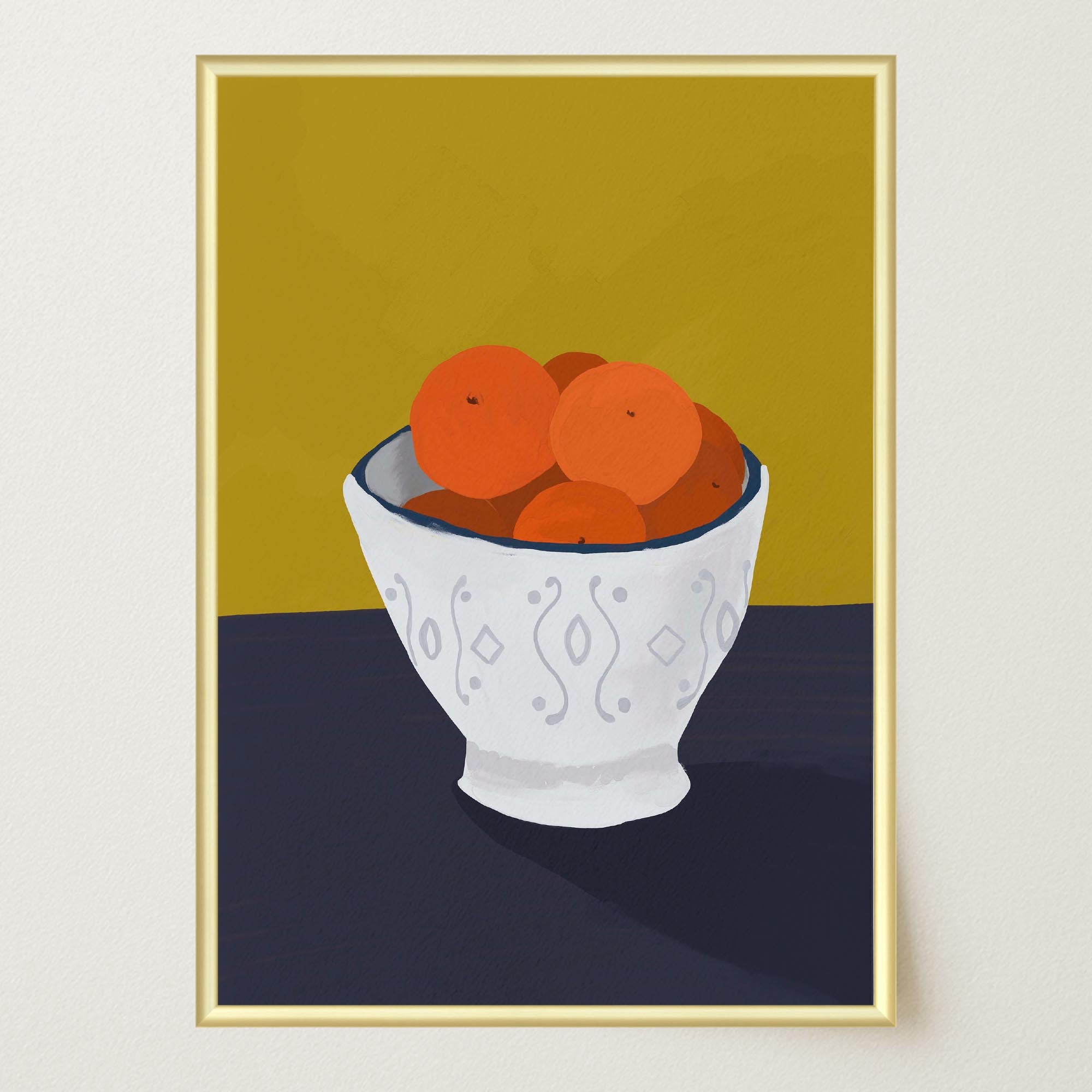 Oranges in Bowl Still Life Wall Art Print-Skudaboo