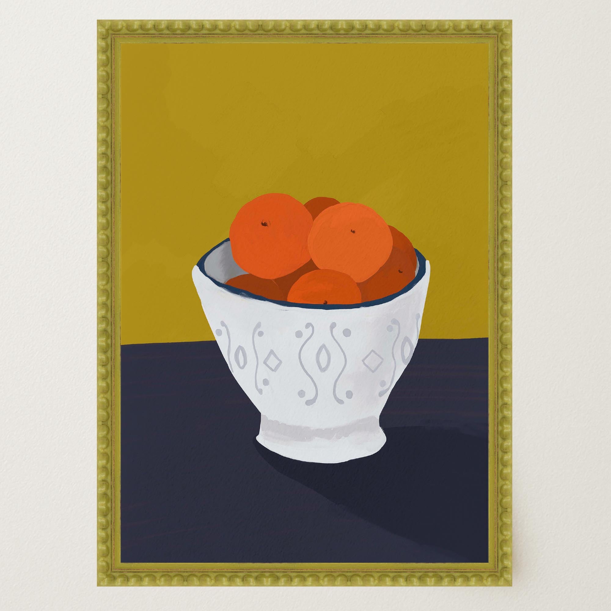 Oranges in Bowl Still Life Wall Art Print-Skudaboo