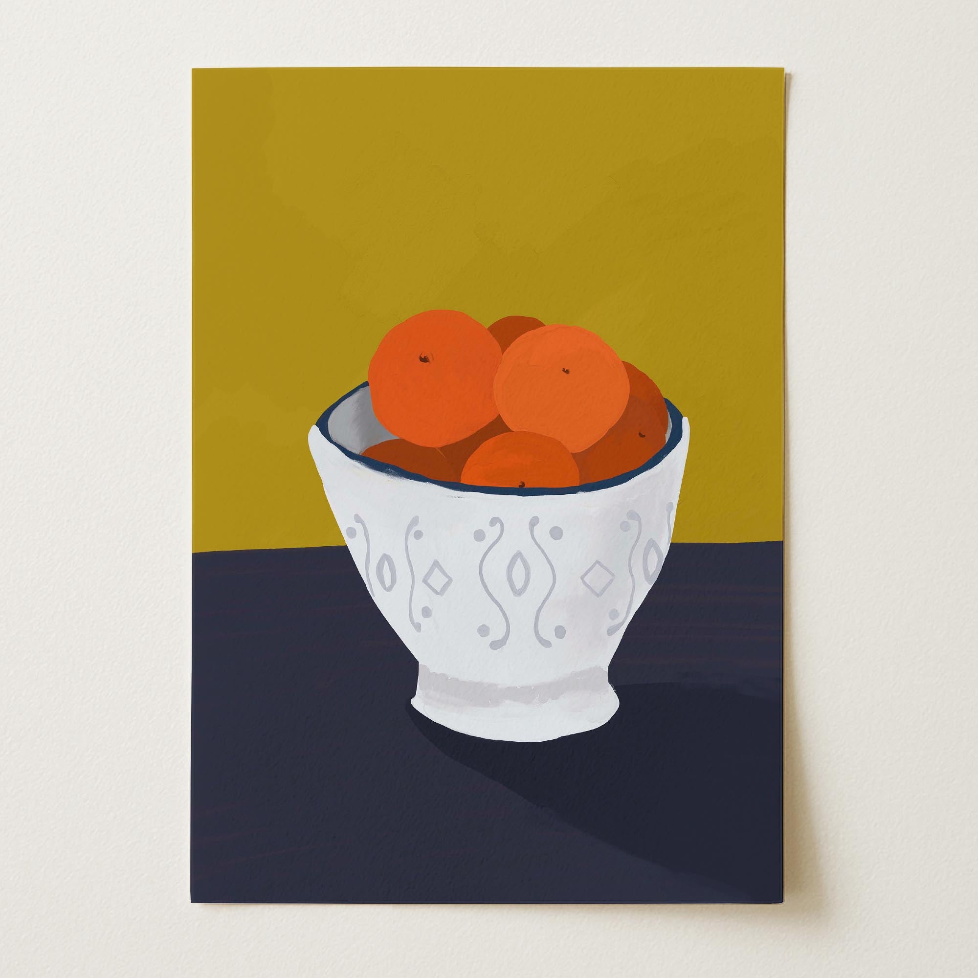 Oranges in Bowl Still Life Wall Art Print-Skudaboo
