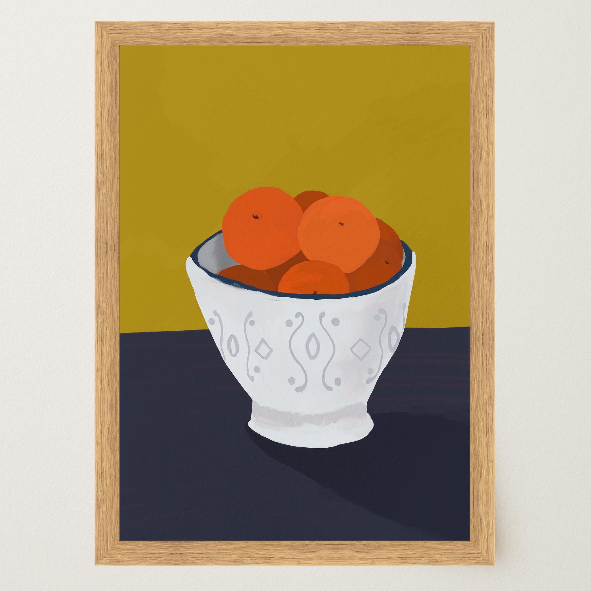 Oranges in Bowl Still Life Wall Art Print-Skudaboo