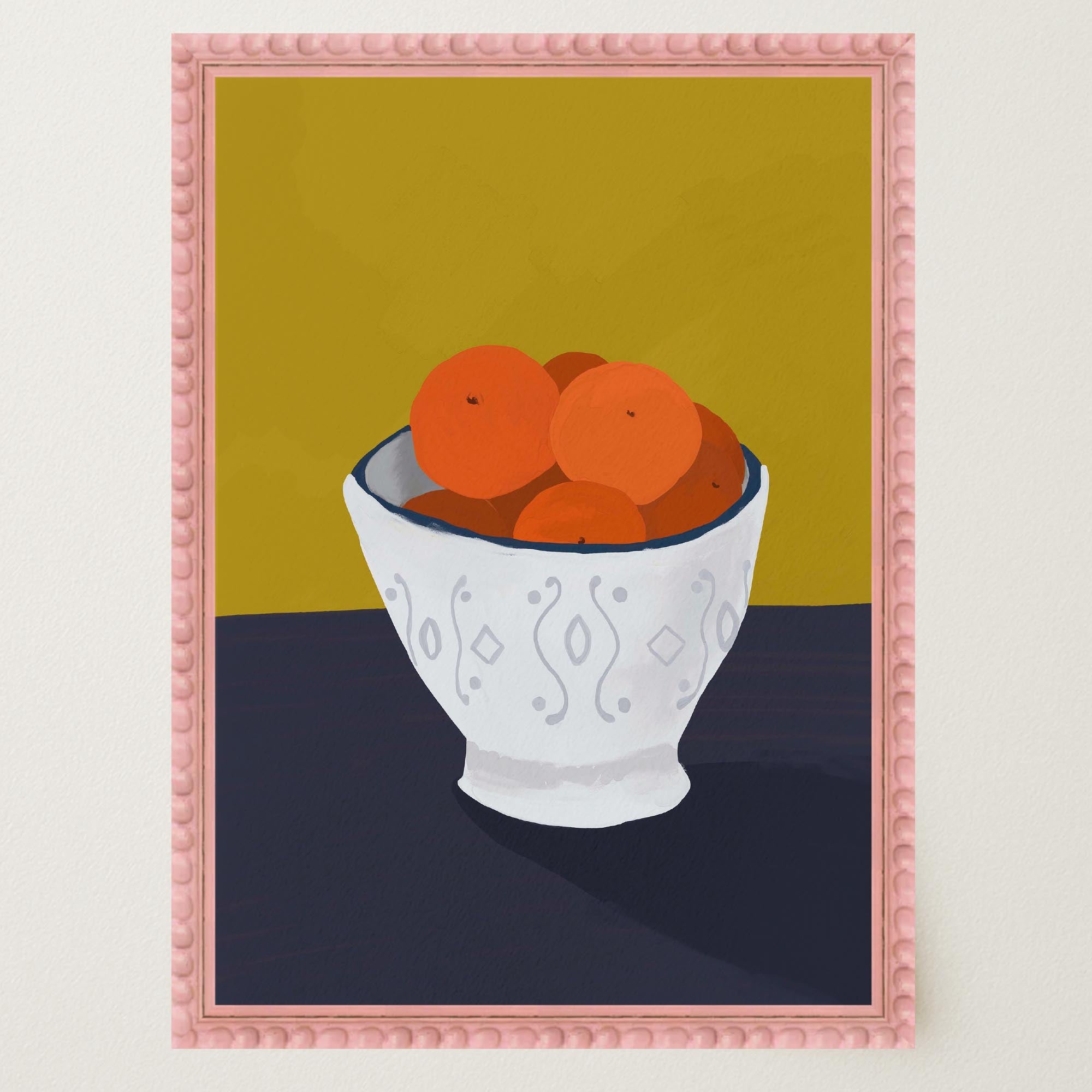Oranges in Bowl Still Life Wall Art Print-Skudaboo