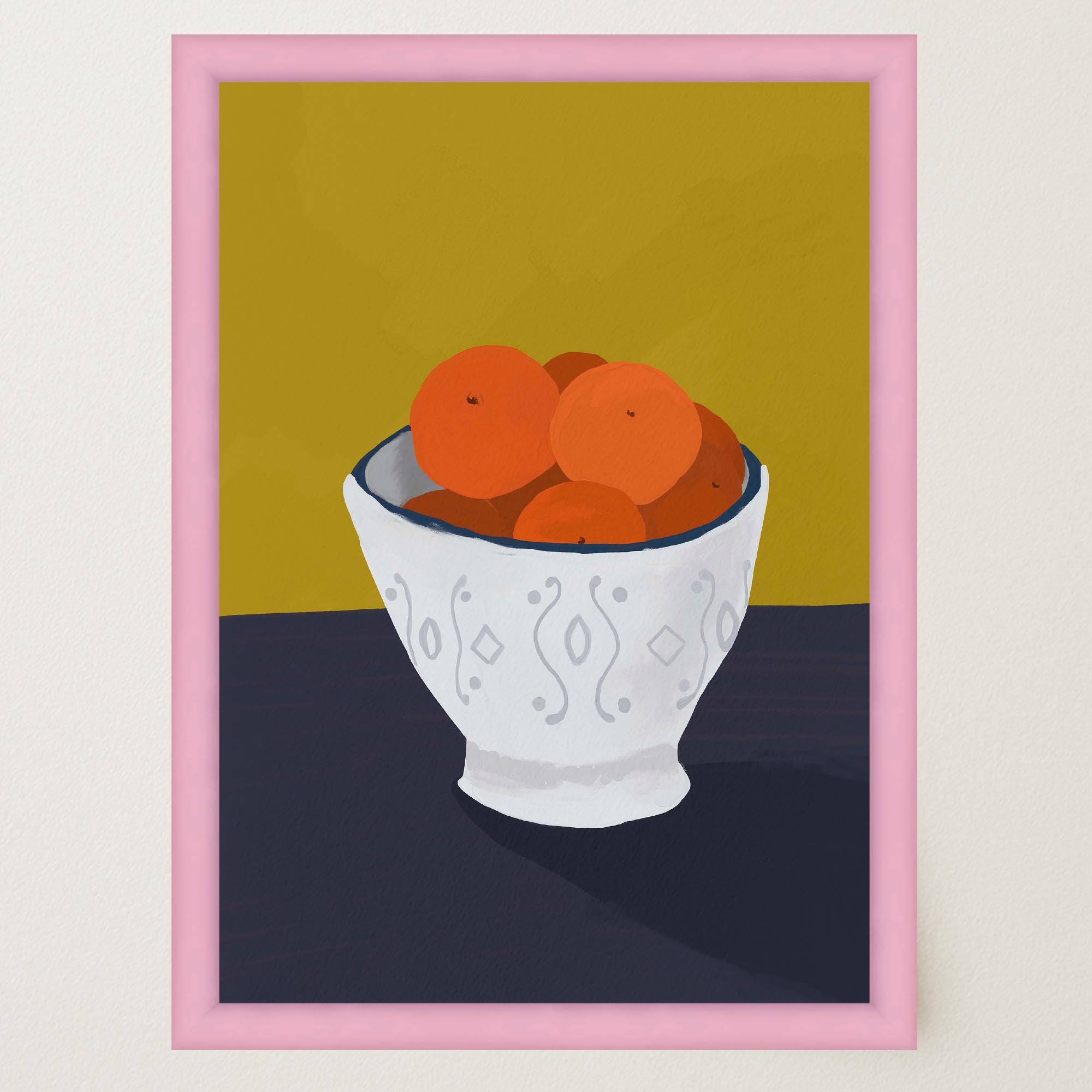 Oranges in Bowl Still Life Wall Art Print-Skudaboo