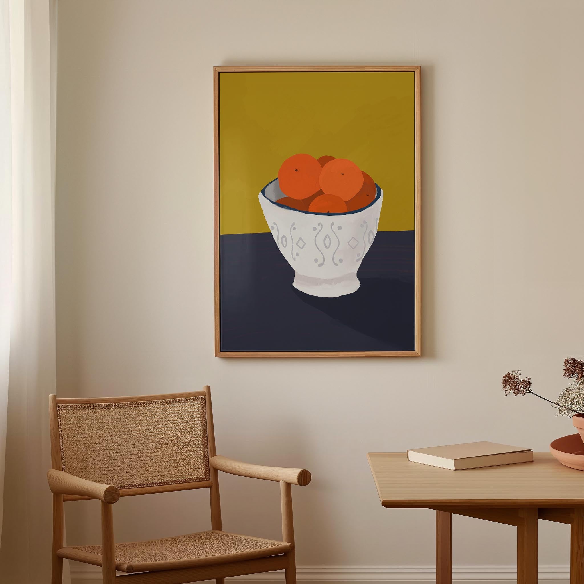 Oranges in Bowl Still Life Wall Art Print-Skudaboo