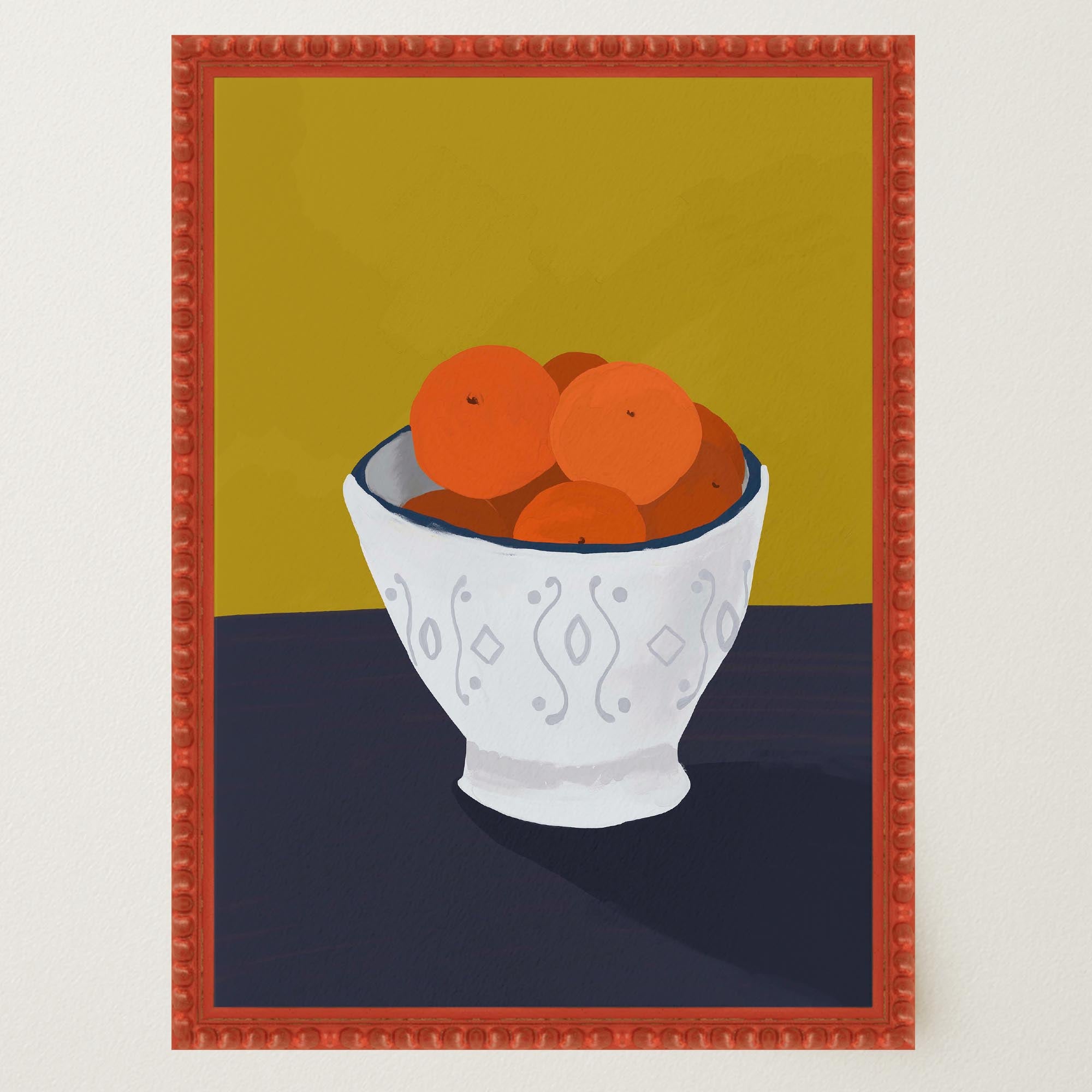 Oranges in Bowl Still Life Wall Art Print-Skudaboo