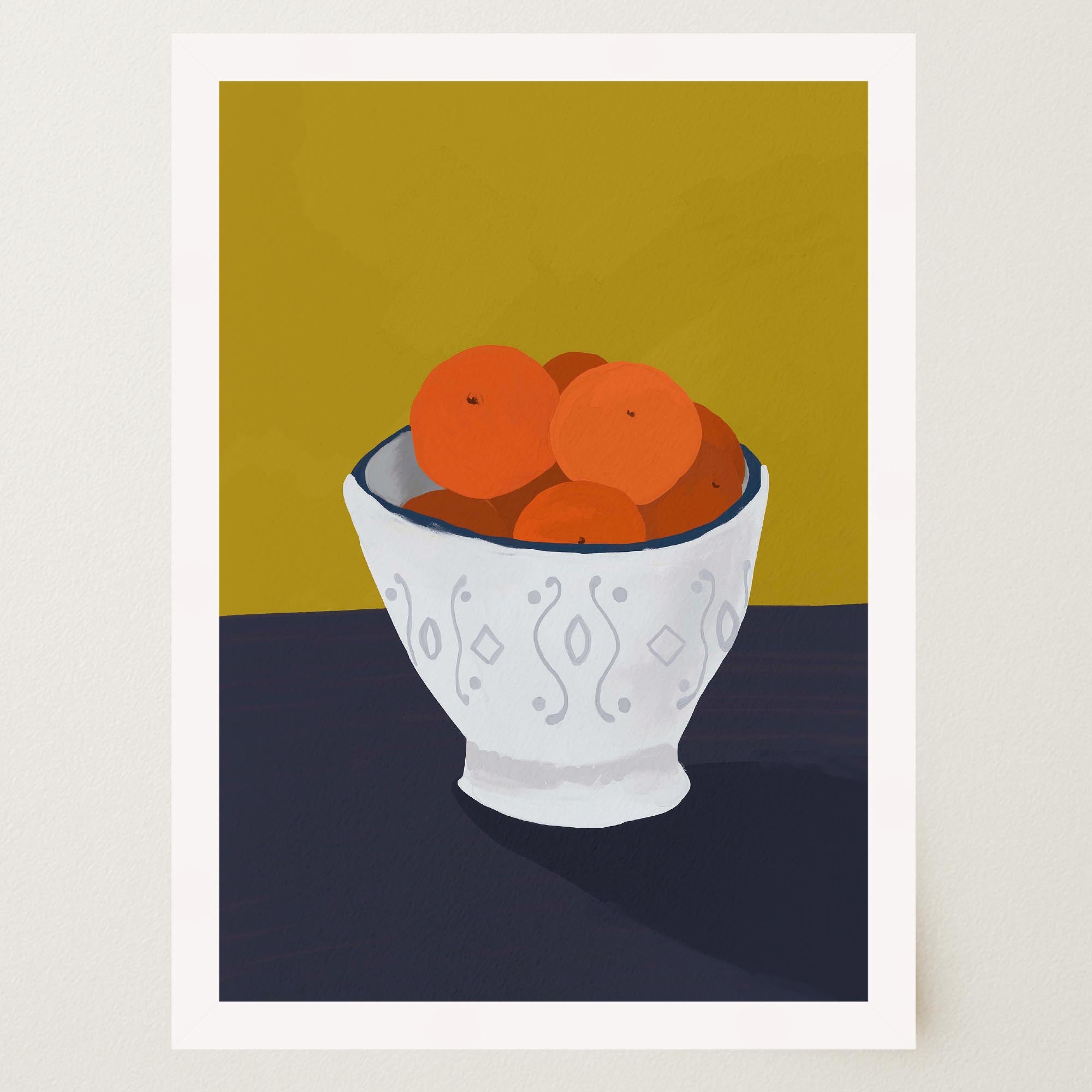 Oranges in Bowl Still Life Wall Art Print-Skudaboo