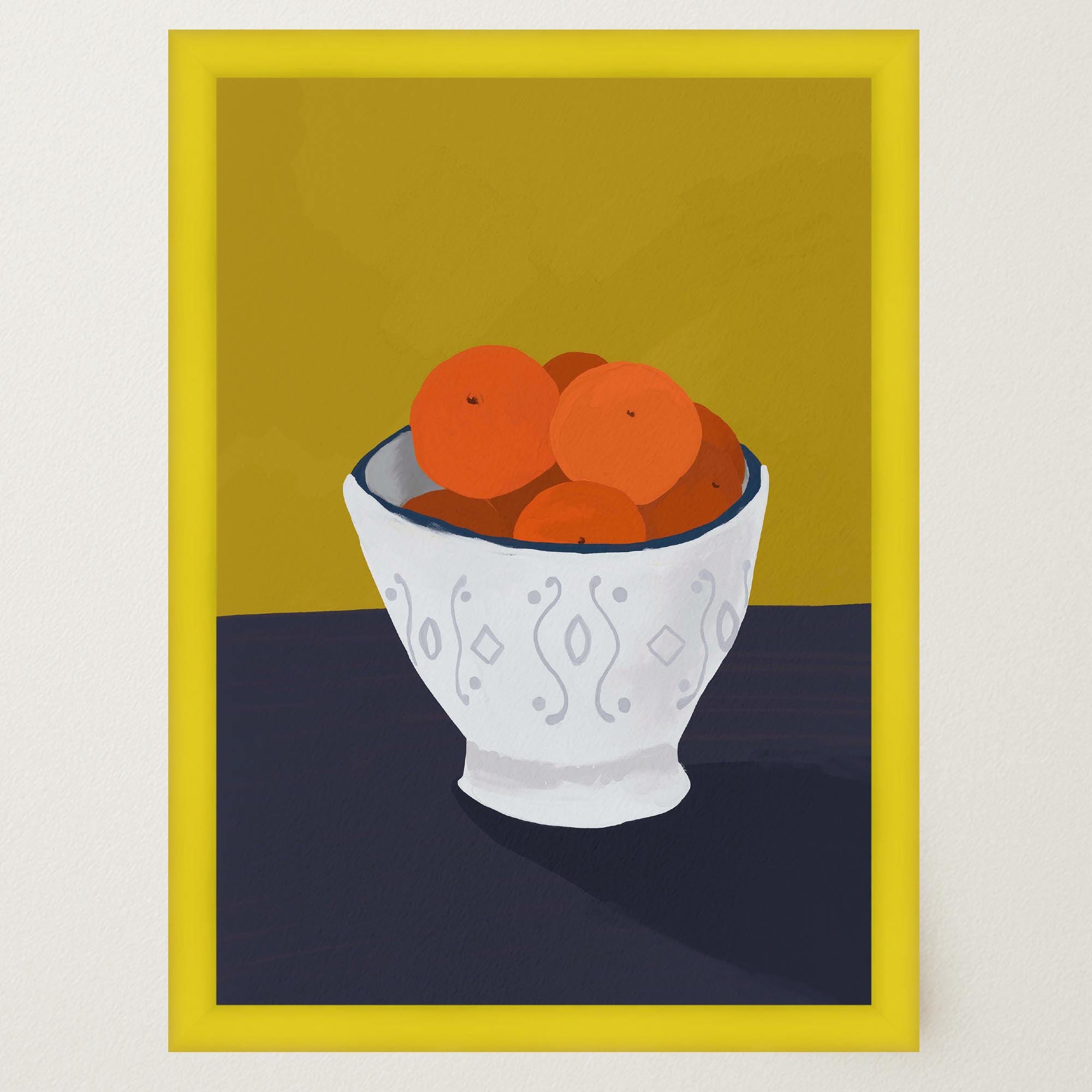 Oranges in Bowl Still Life Wall Art Print-Skudaboo