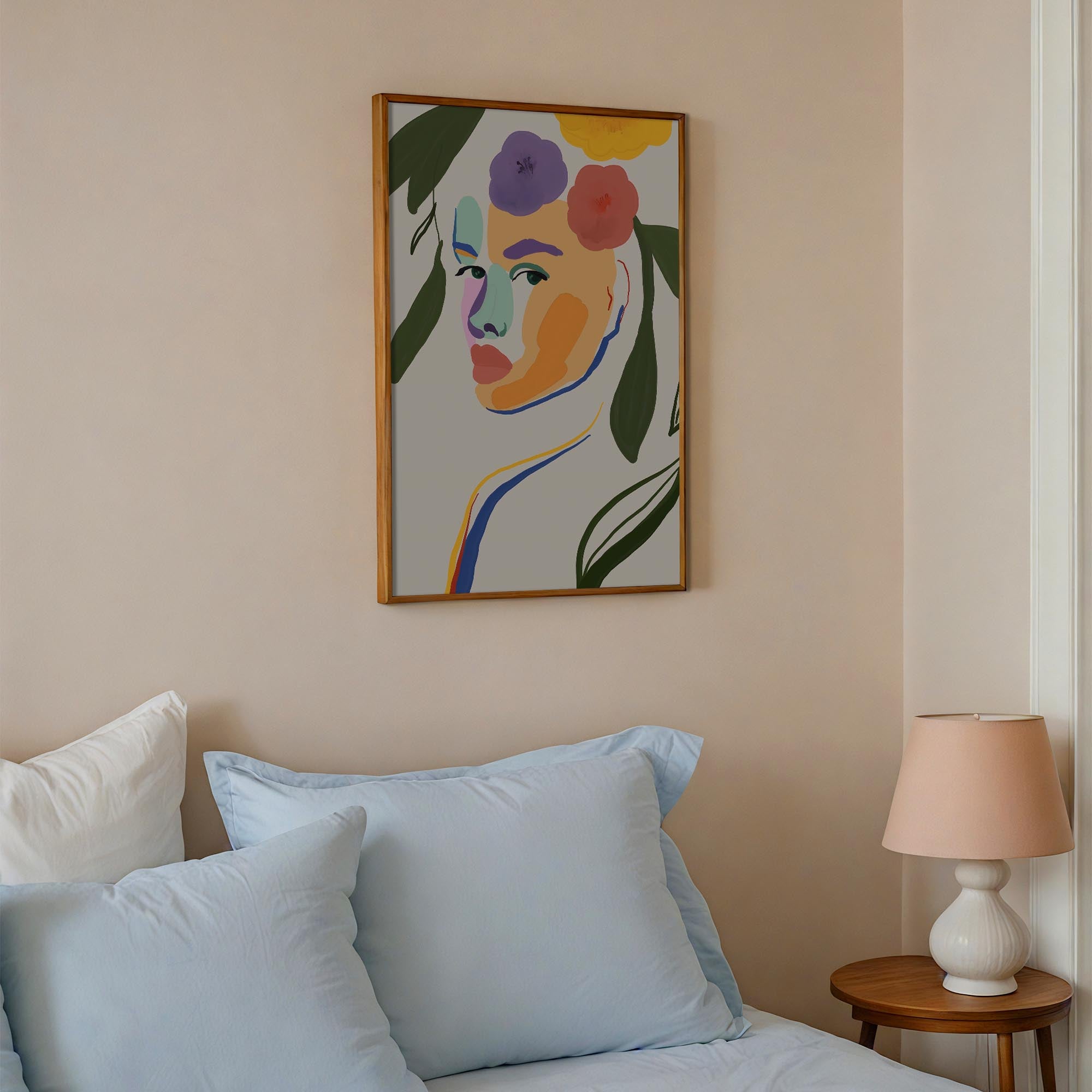 Colourful Abstract Floral Female Wall Art Print-Skudaboo