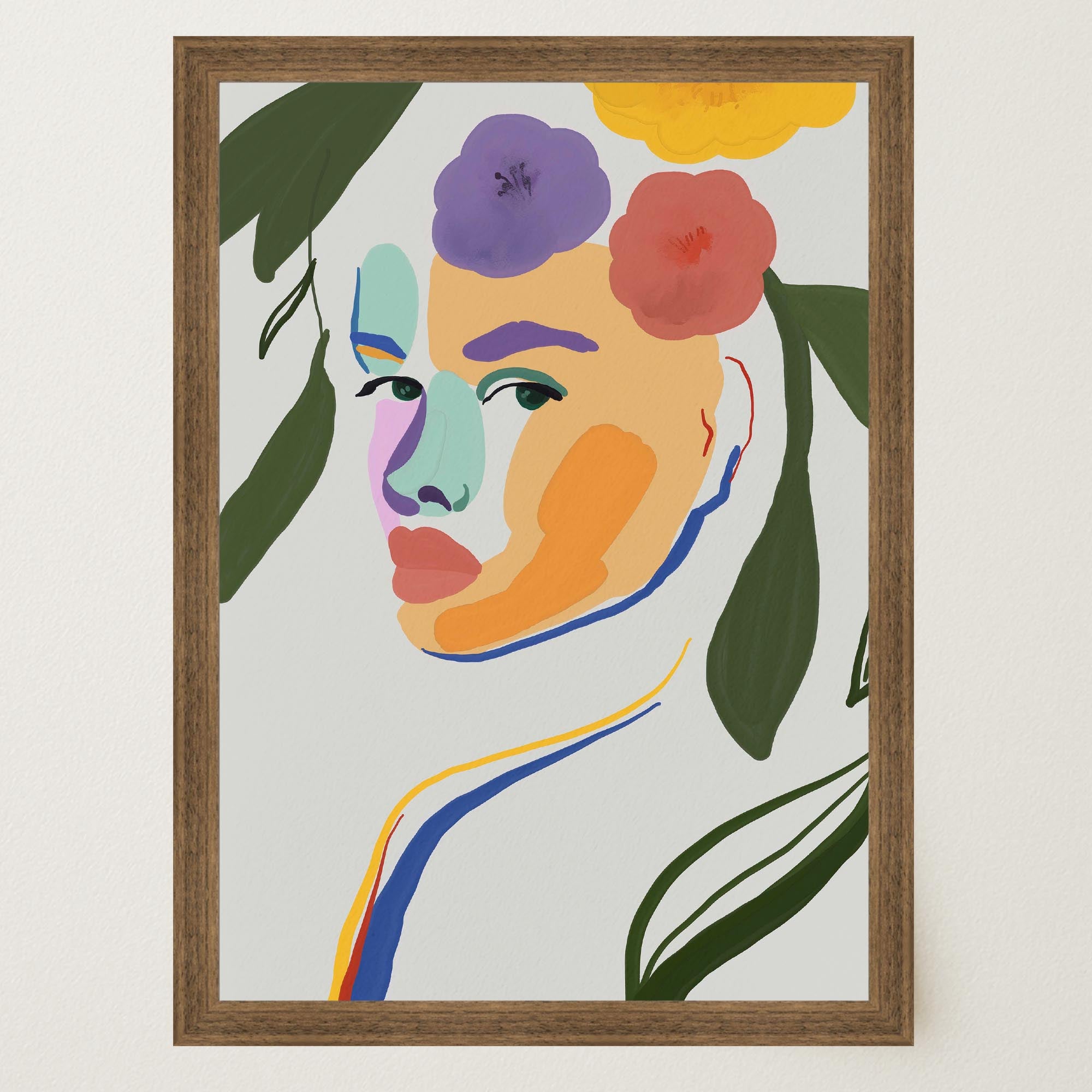 Colourful Abstract Floral Female Wall Art Print-Skudaboo