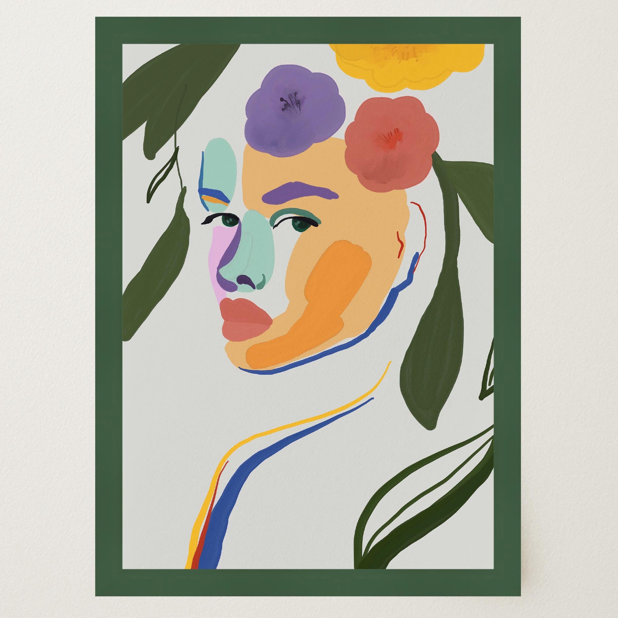 Colourful Abstract Floral Female Wall Art Print-Skudaboo