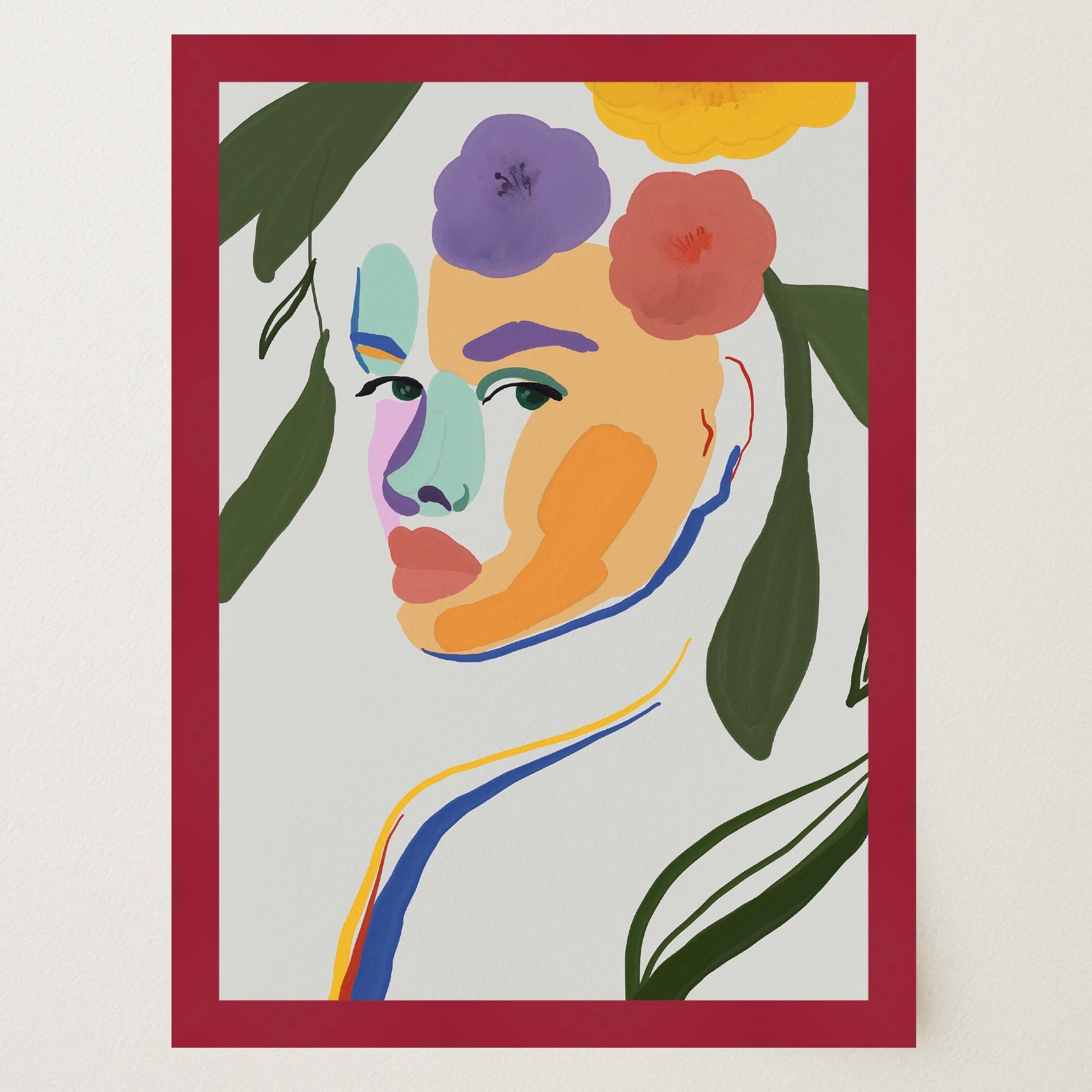 Colourful Abstract Floral Female Wall Art Print-Skudaboo