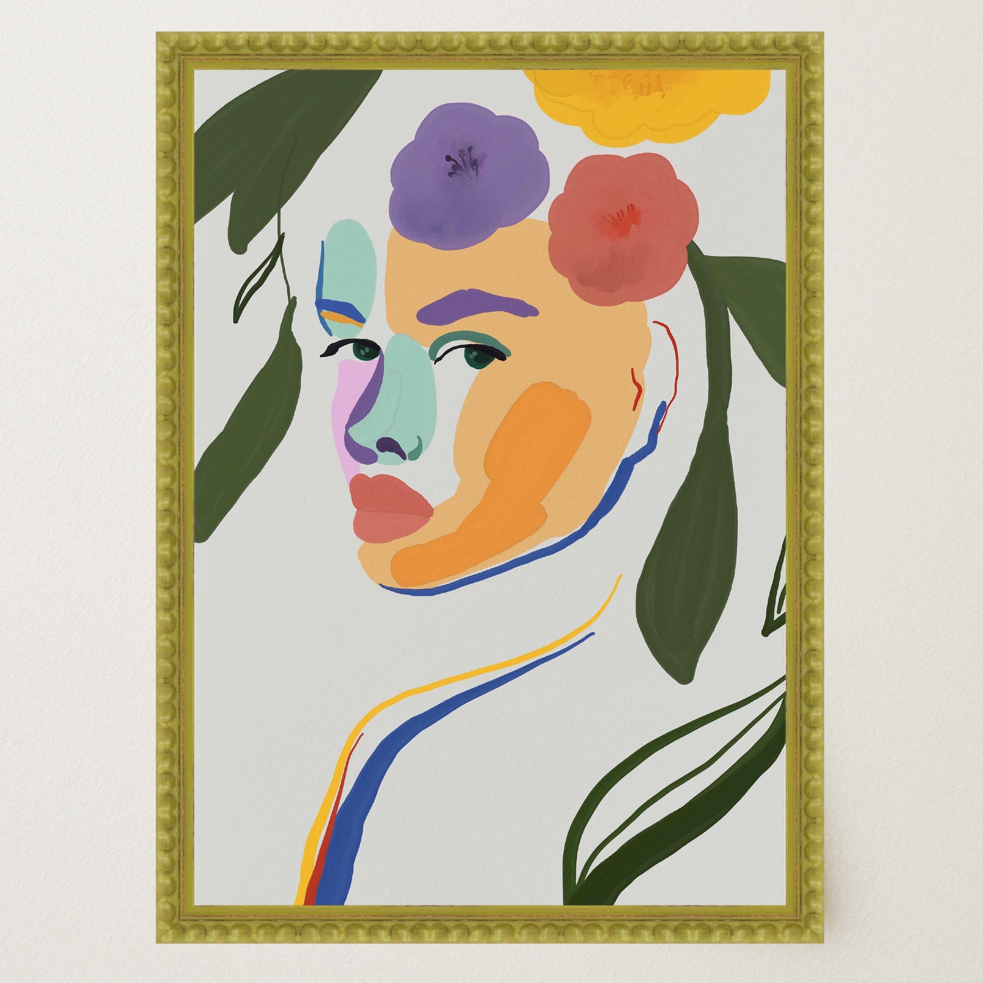 Colourful Abstract Floral Female Wall Art Print-Skudaboo