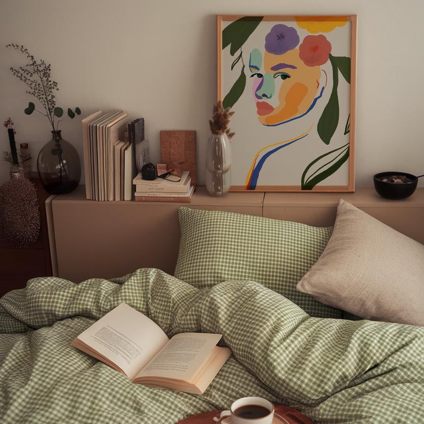 Colourful Abstract Floral Female Wall Art Print-Skudaboo