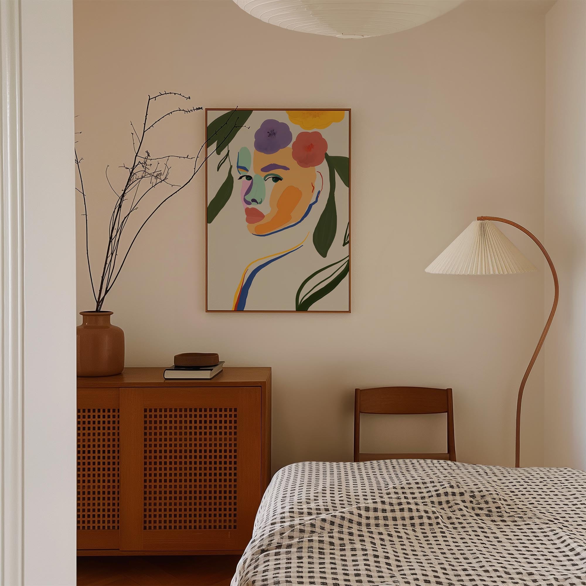 Colourful Abstract Floral Female Wall Art Print-Skudaboo