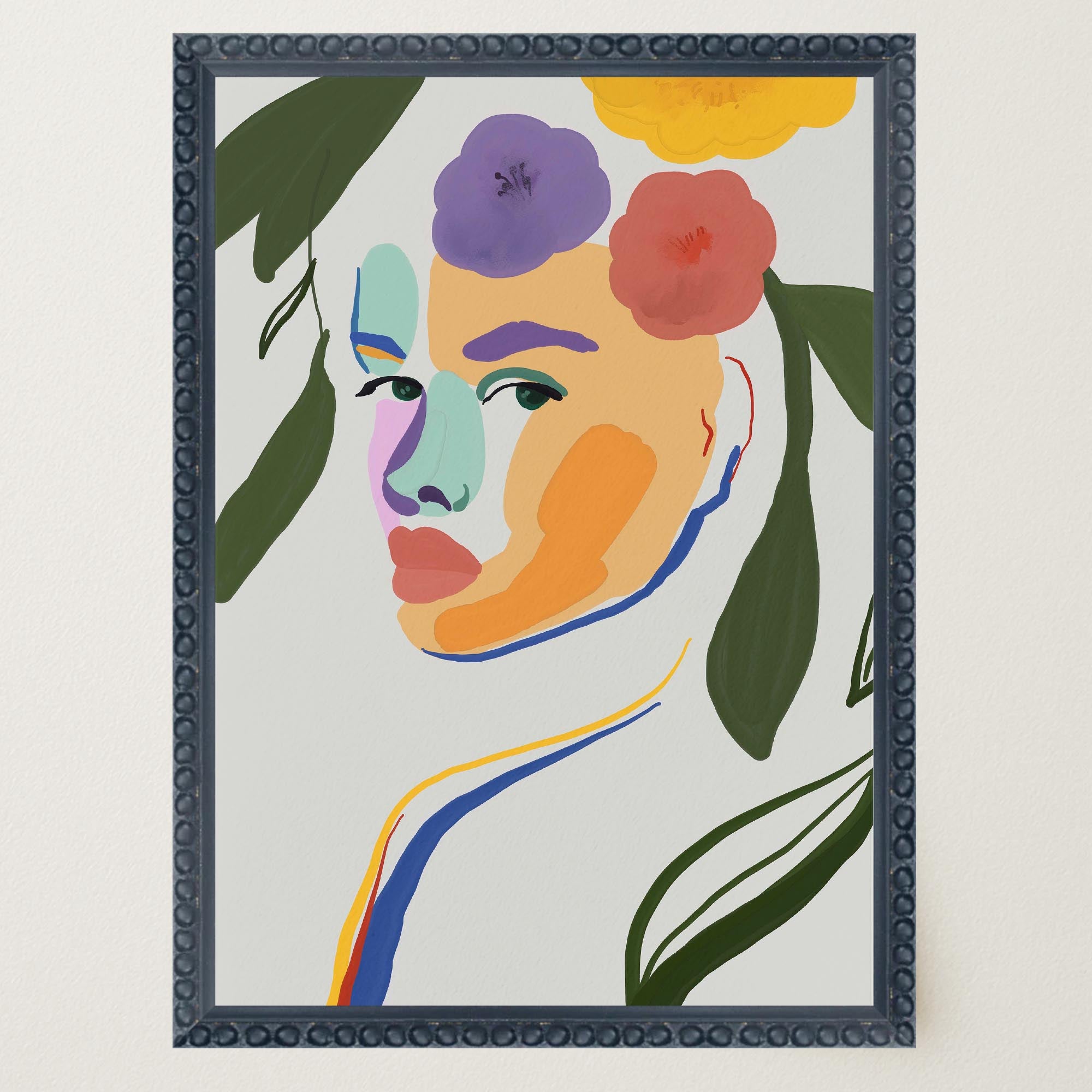 Colourful Abstract Floral Female Wall Art Print-Skudaboo