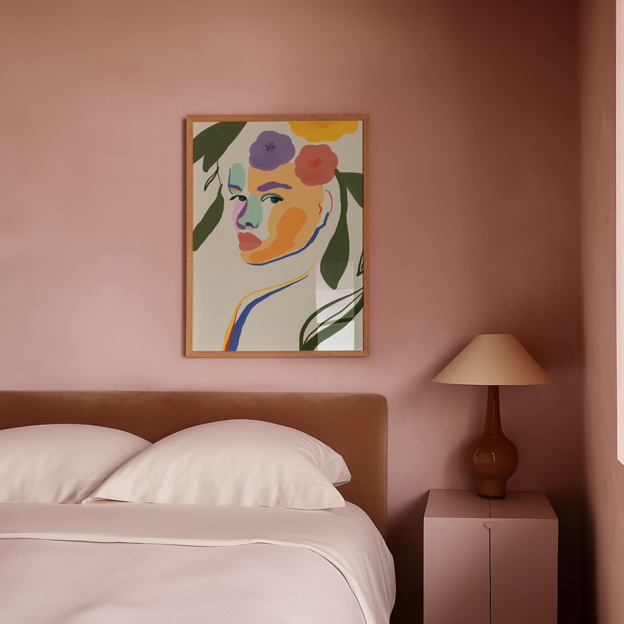 Colourful Abstract Floral Female Wall Art Print-Skudaboo