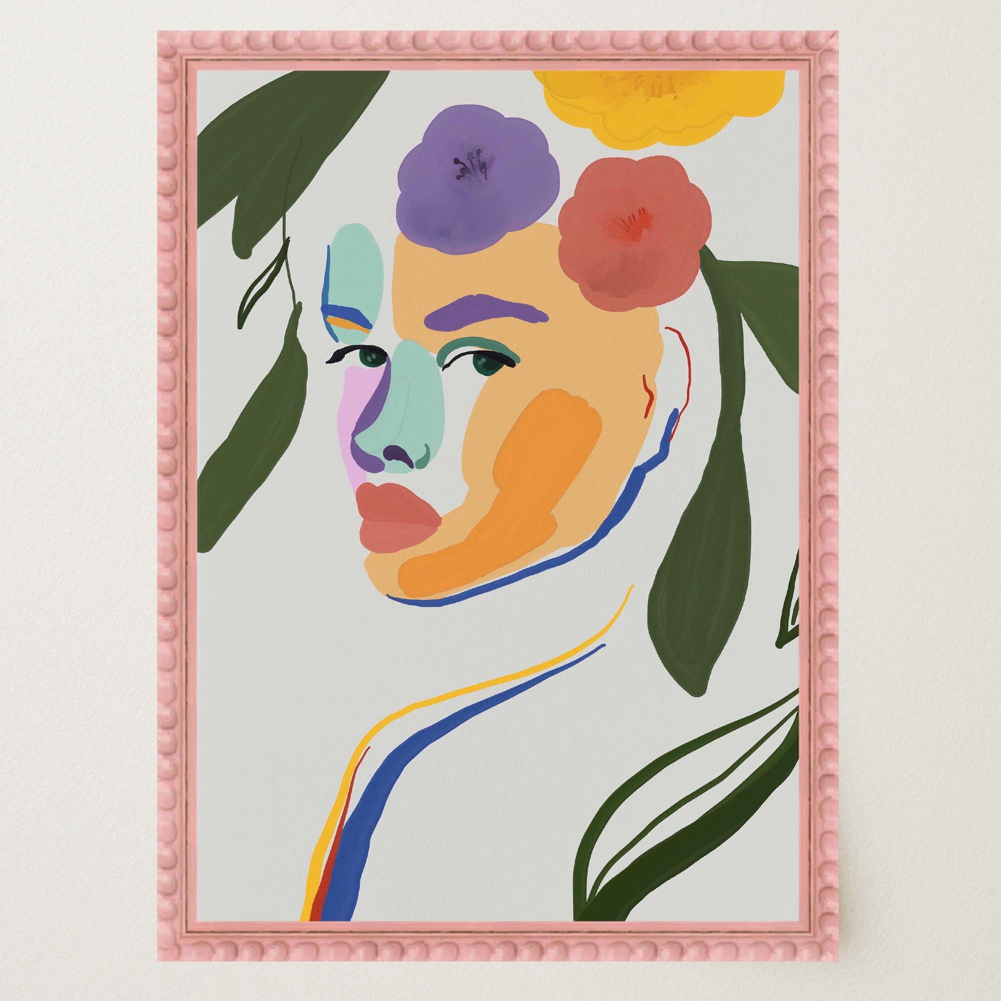 Colourful Abstract Floral Female Wall Art Print-Skudaboo