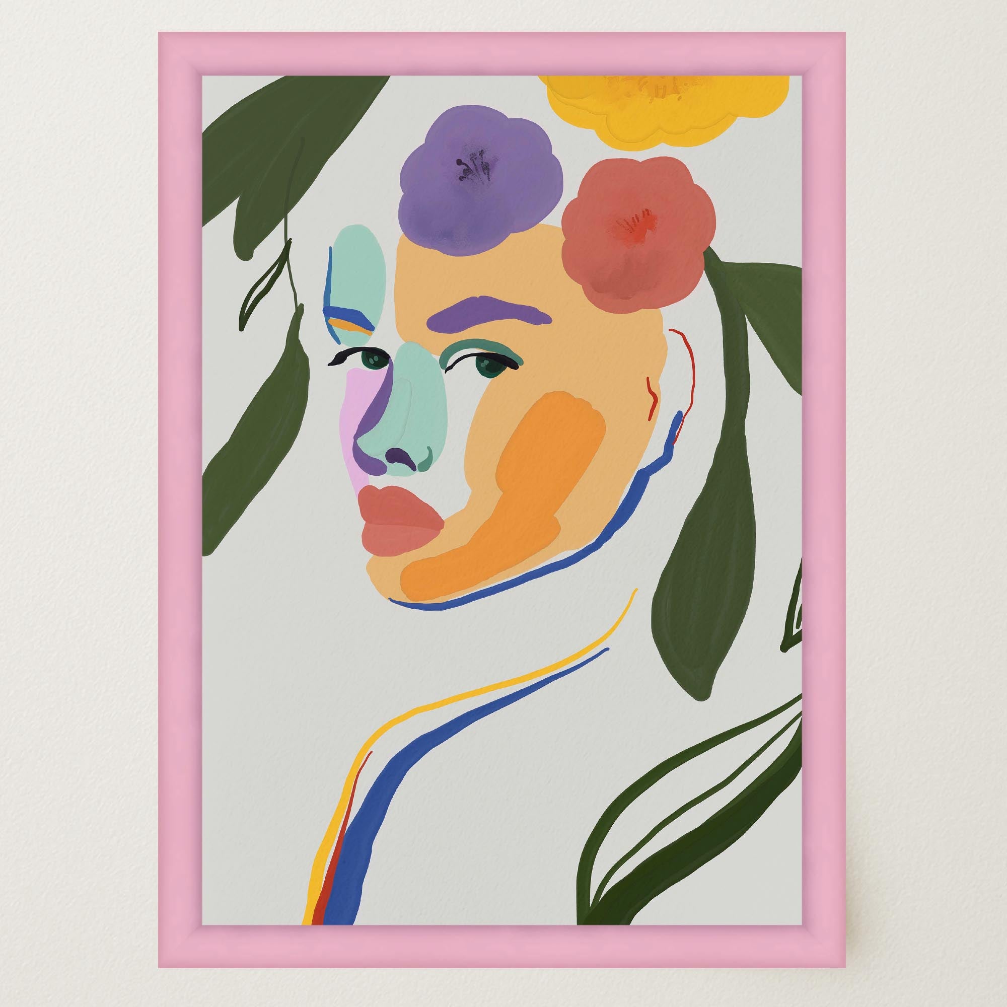 Colourful Abstract Floral Female Wall Art Print-Skudaboo