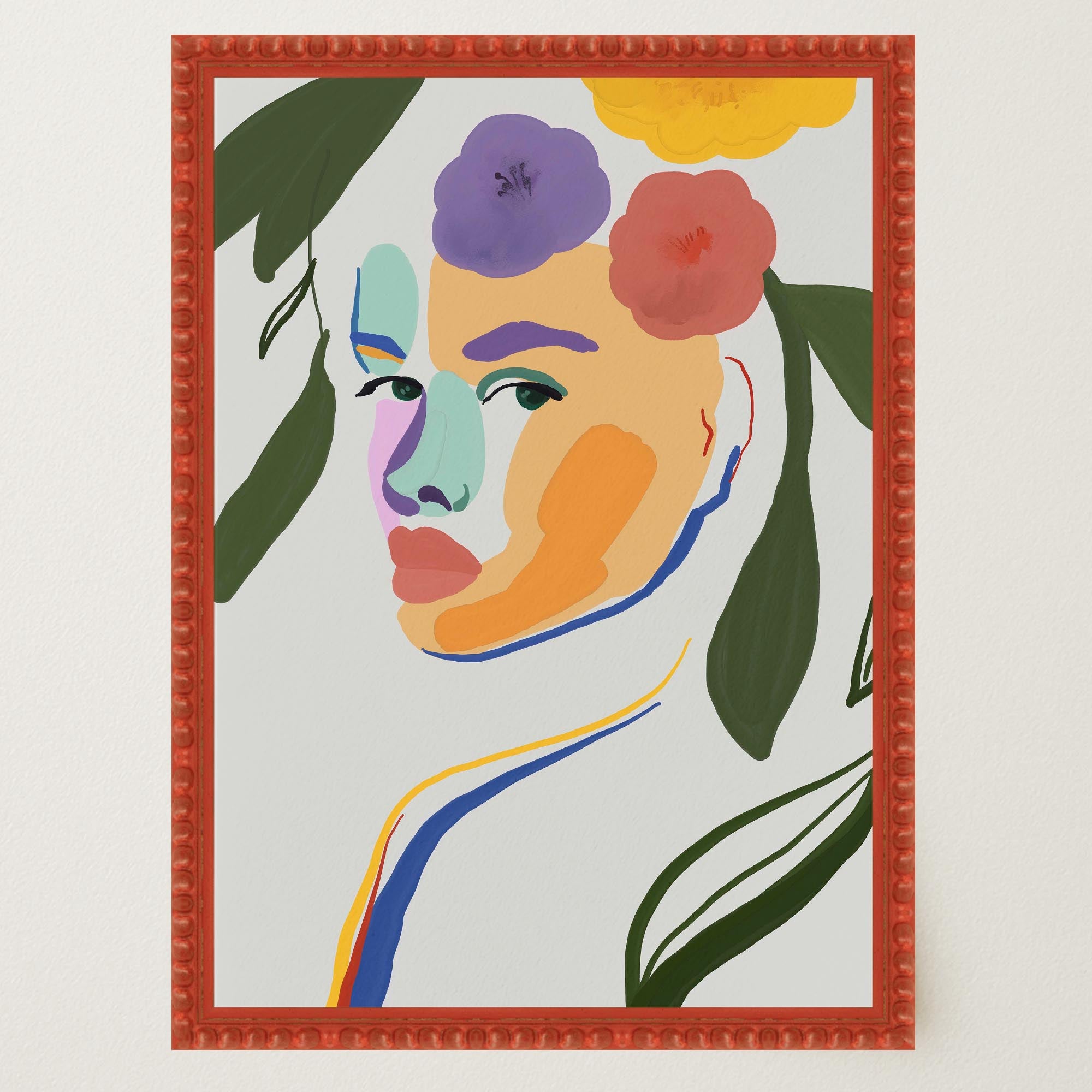 Colourful Abstract Floral Female Wall Art Print-Skudaboo