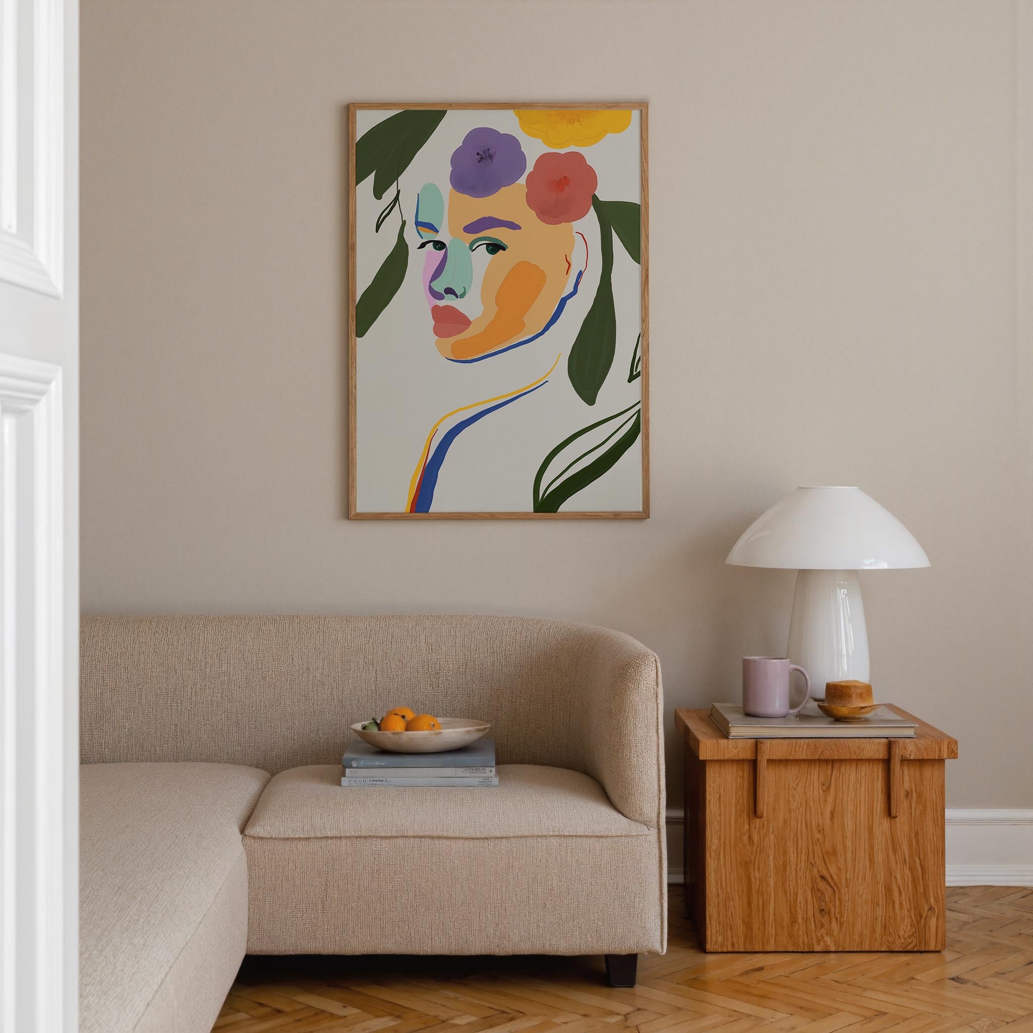 Colourful Abstract Floral Female Wall Art Print-Skudaboo